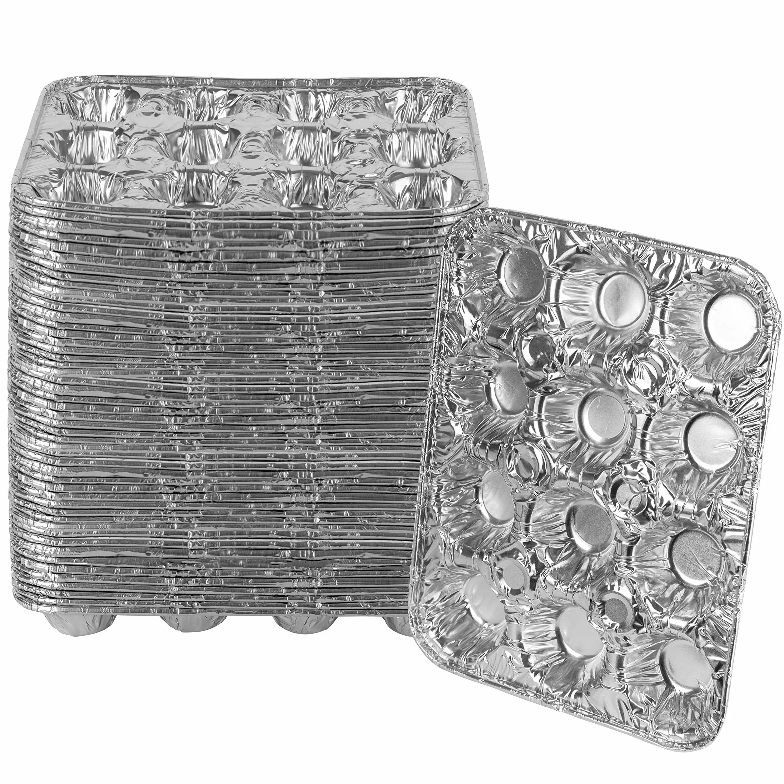 Plasticpro Foremki do muffinek z folii aluminiowej wielokrotnego użytku i jednorazowe, pomieści 12 mini babeczek / folii do muffinek opakowanie 50 sztuk