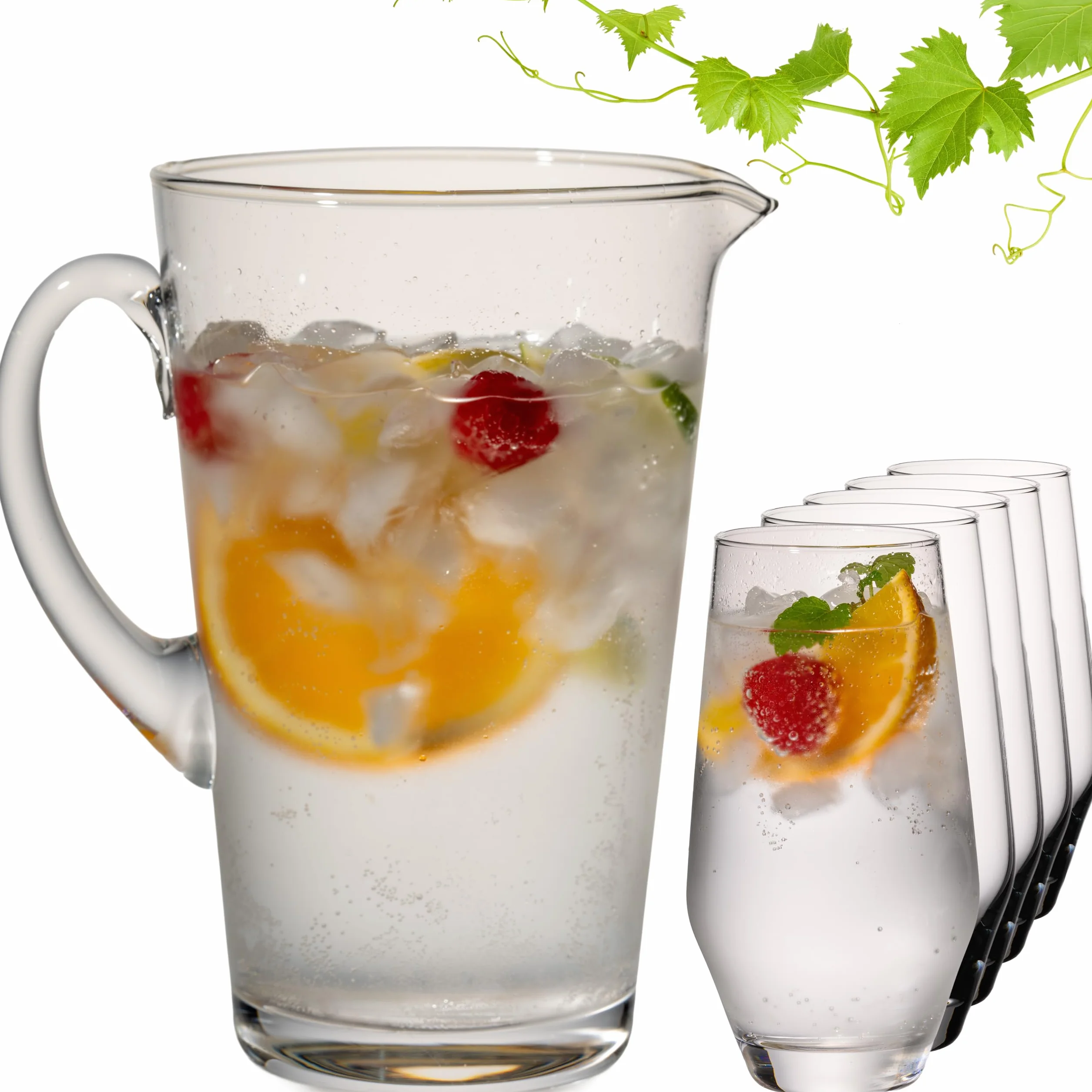 IMPERIAL zestaw karafek i szklanek do picia ze szkła kryształowego "Rom" – 1 karafka 1680 ml + 6 szklanek 520 ml – ręcznie wykonana