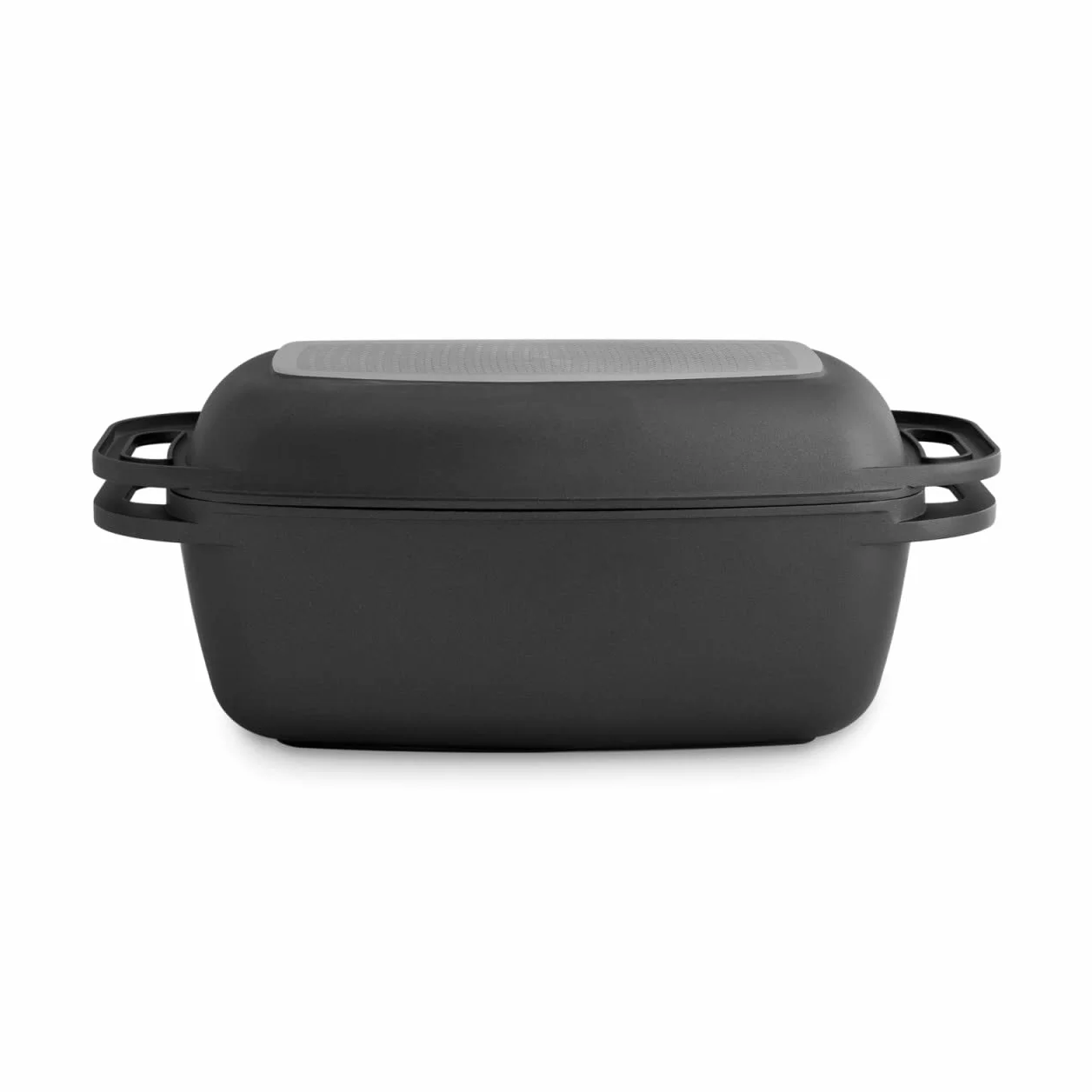 Brytfanna z odlewu aluminiowego, 7 l, w zestawie pokrywka grillowa ze zintegrowanym przyciskiem aromatu, patelnia do duszenia, nieprzywierająca powłoka teflonowa, do 240°C, nadaje się do mycia w zmywarce