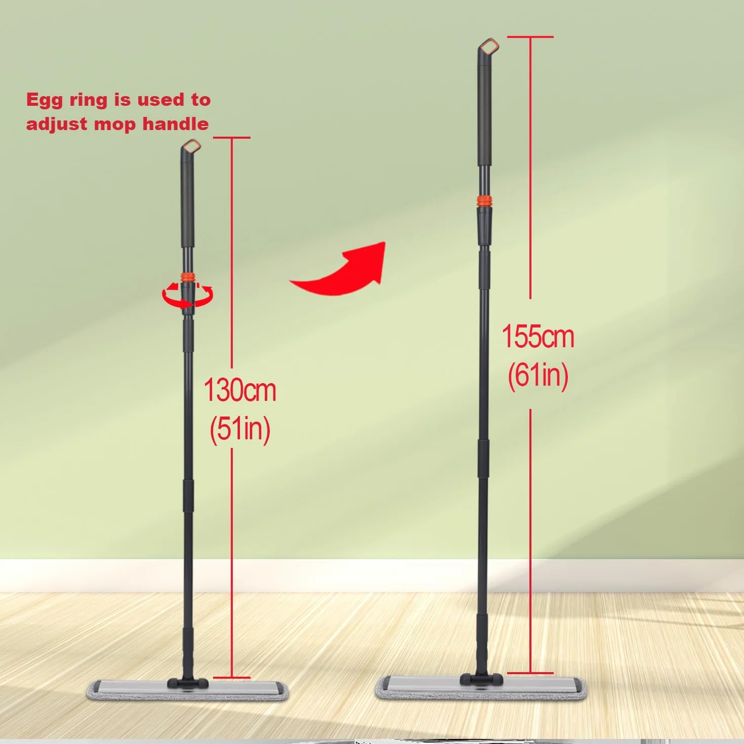 Mop z mikrofibry 45,7 cm mokry mop do czyszczenia podłóg laminowanych z twardego drewna, obracany o 360 stopni, regulowany, lekki mop na mokro / suchy + 5 wkładów do mopa wielokrotnego użytku + 1 szczotka do usuwania brudu