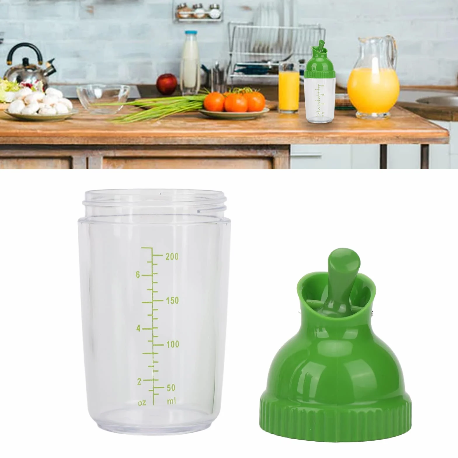 Shaker do Sosów do Sałatek, 200 Ml Szczelna, Szczelna Butelka z Dressingiem do Sałatki z Sosem Sojowym(Zielony)