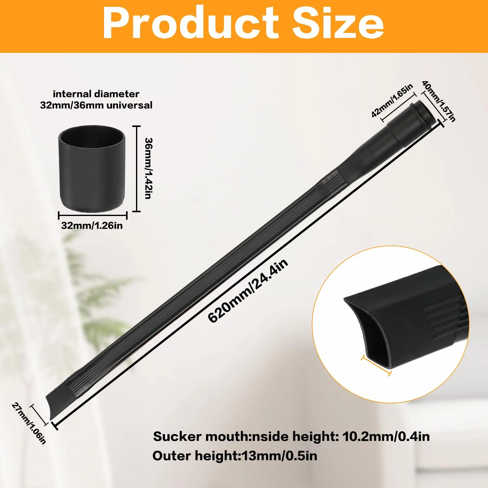 Dysza do odkurzacza 35 mm, przyłącze 32 mm, miękka, elastyczna, ssawka szczelinowa, nasadka do odkurzacza 62 cm, płaska, uniwersalna ssawka do fug, do wielu modeli, akcesoria