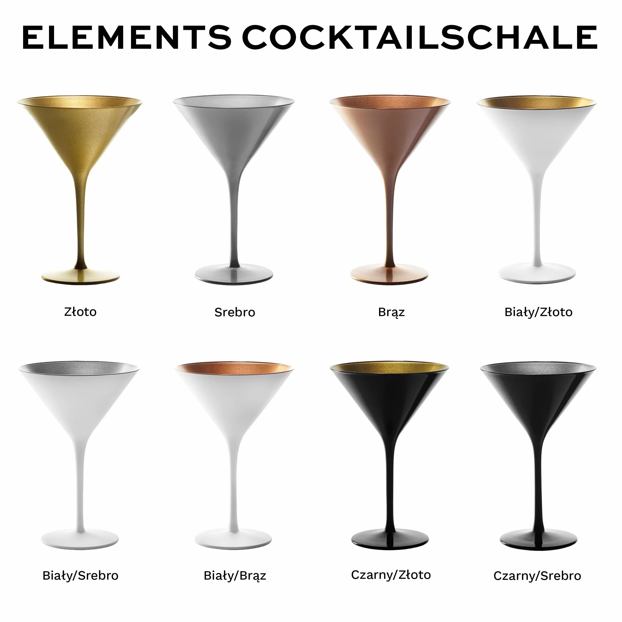 Stölzle Lausitz Kieliszki do Koktajli Elements Złote 6 Sztuk 240 ml – Eleganckie Kieliszki Idealne do Martini & Manhattan – Złote Kieliszki Martini z Kryształu – Można Myć w Zmywarce