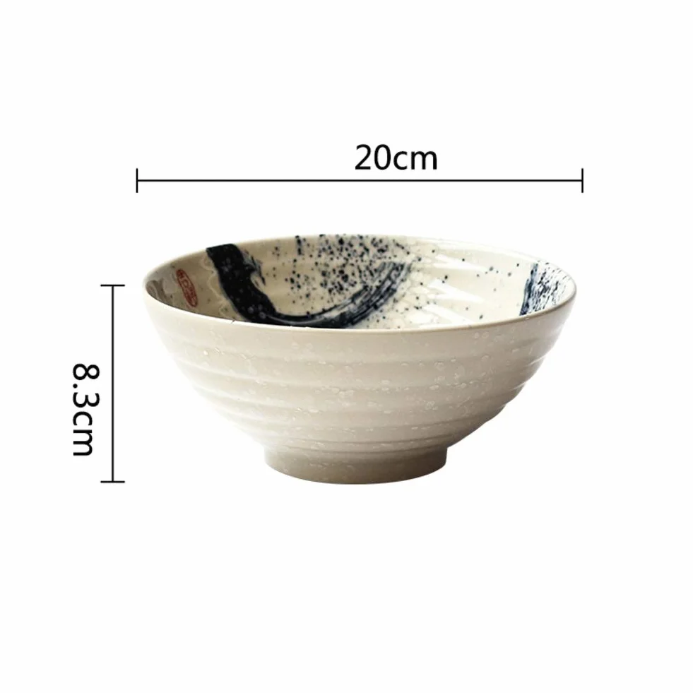 Japońska duża 19 cm miska do serwowania Ramen miska ceramiczna retro miska na zupę sałatkę owoce idealna na imprezy ceramiczna zastawa stołowa do płatków śniadaniowych i makaronu.