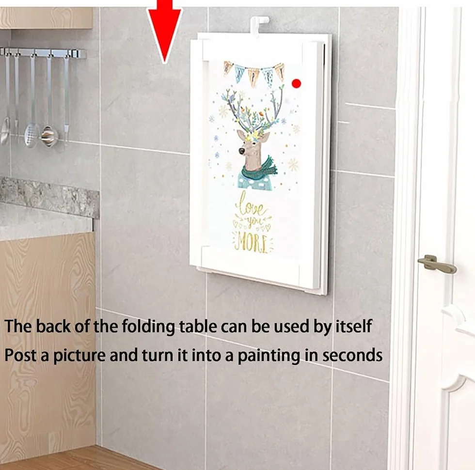 Zajmujący mało miejsca biały składany stół ścienny - łatwa instalacja, kompaktowa konstrukcja do salonu, jadalni i blatu barowego (90 x 50 cm) - idealny do małych przestrzeni