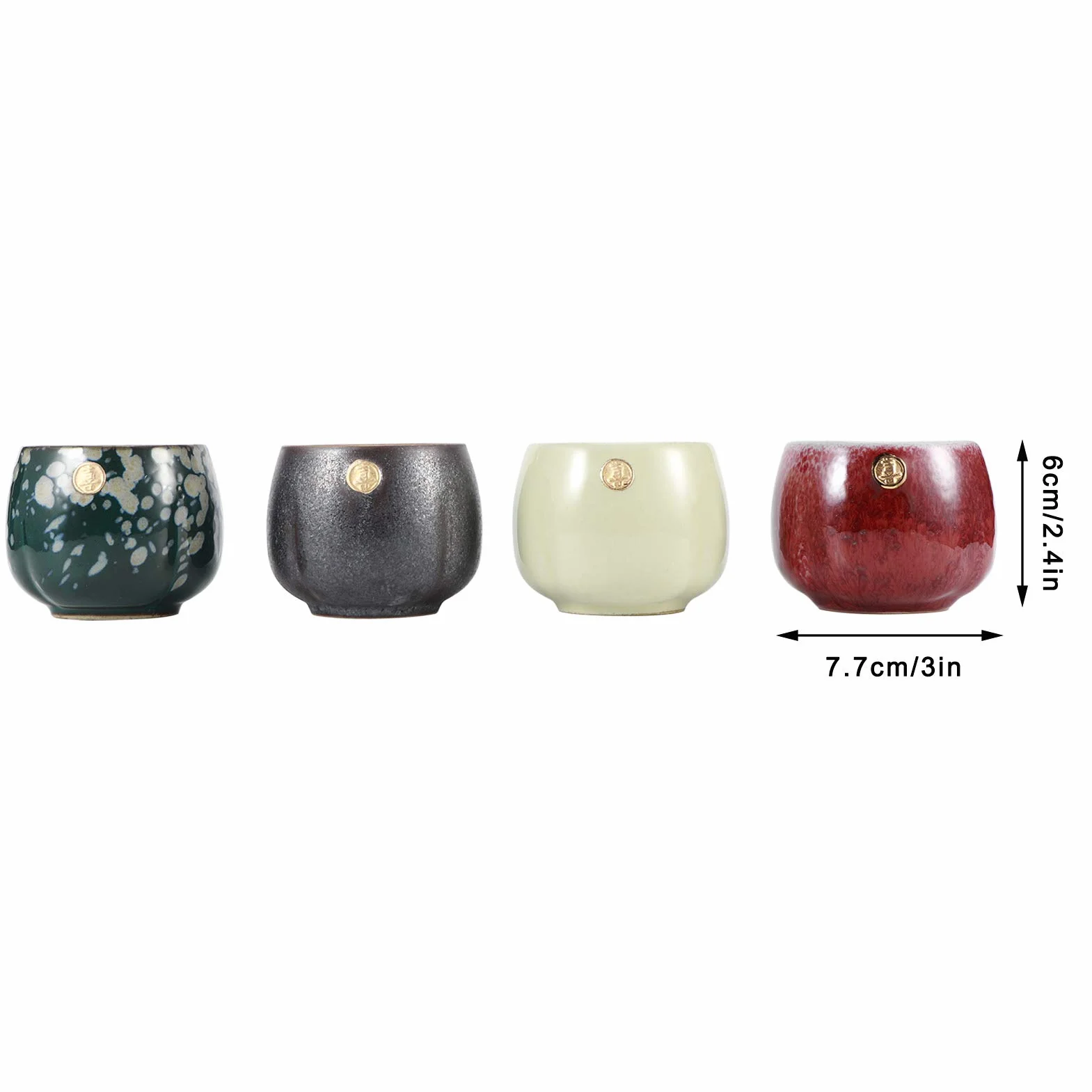 Japońskie kubki do herbata ceramiczny design, zestaw 4 Zen japoński styl czajniczek dekoracyjne i wielofunkcyjne filiżanki unikalny zestaw ręcznie wykonany