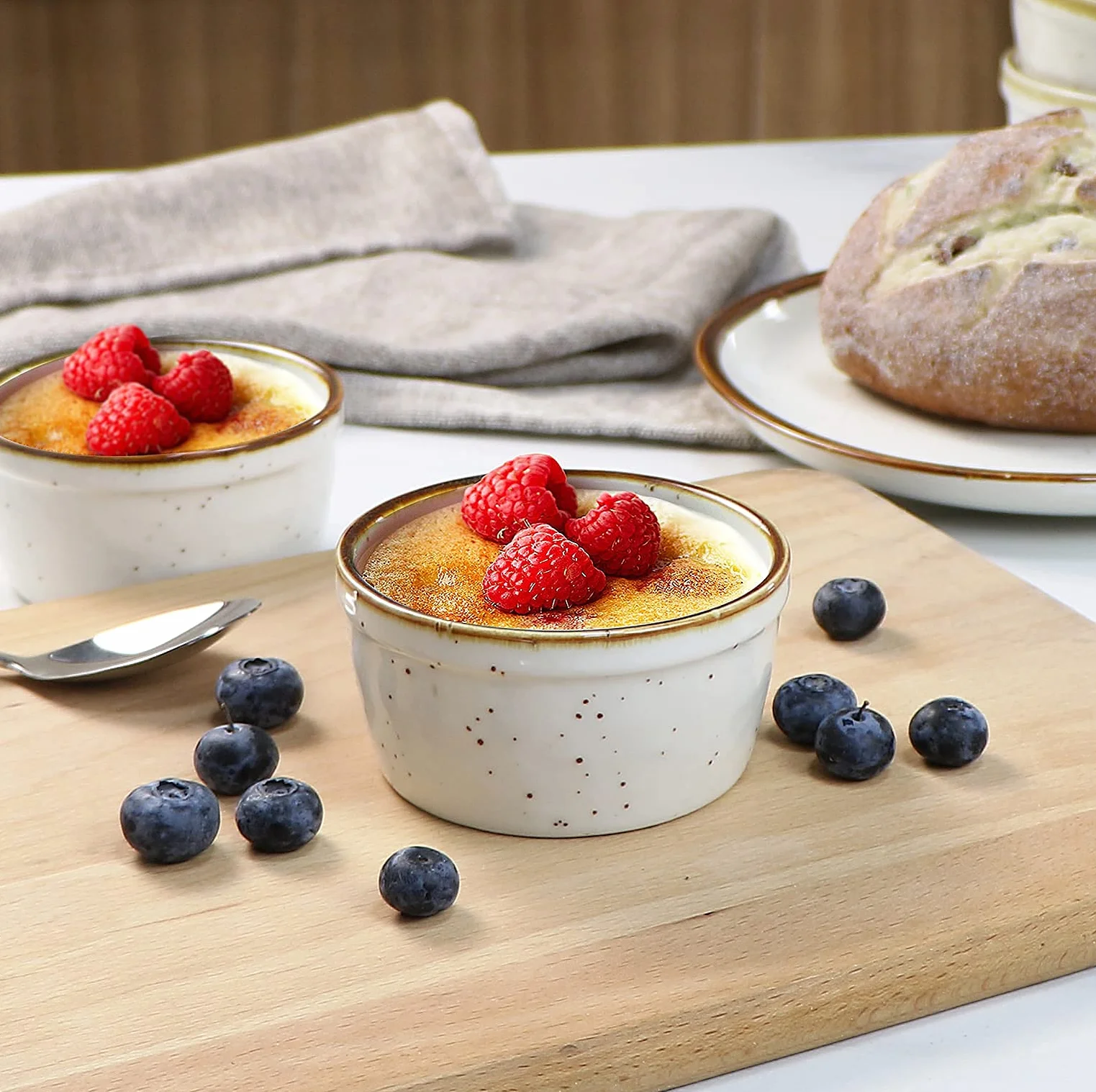 ONEMORE Ceramiczne miski Ramekins 235 ml nadają się do mycia w zmywarce, mini miski na pudding suflet, lody, zestaw 6 szt