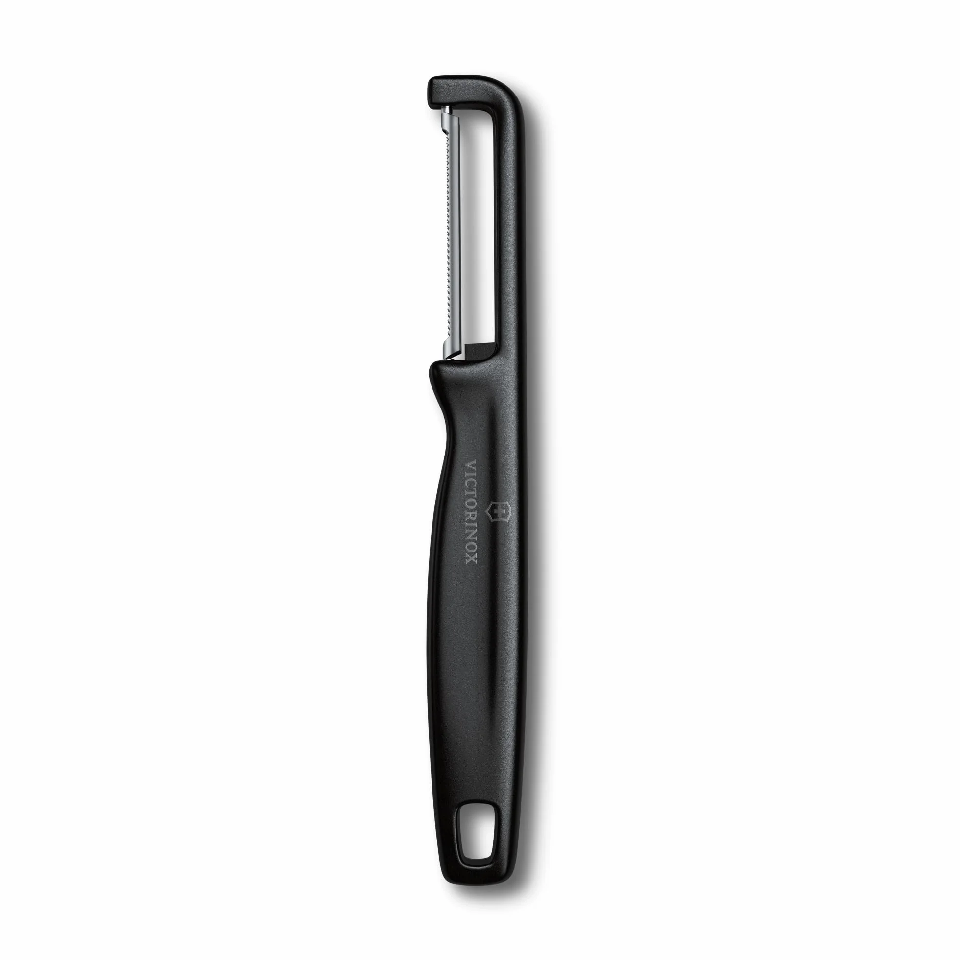 Victorinox Obieraczka "Iota", obieraczka do warzyw, owoców, ząbkowana, dwuostrzowa, bardzo ostre, Swiss Made, czarna