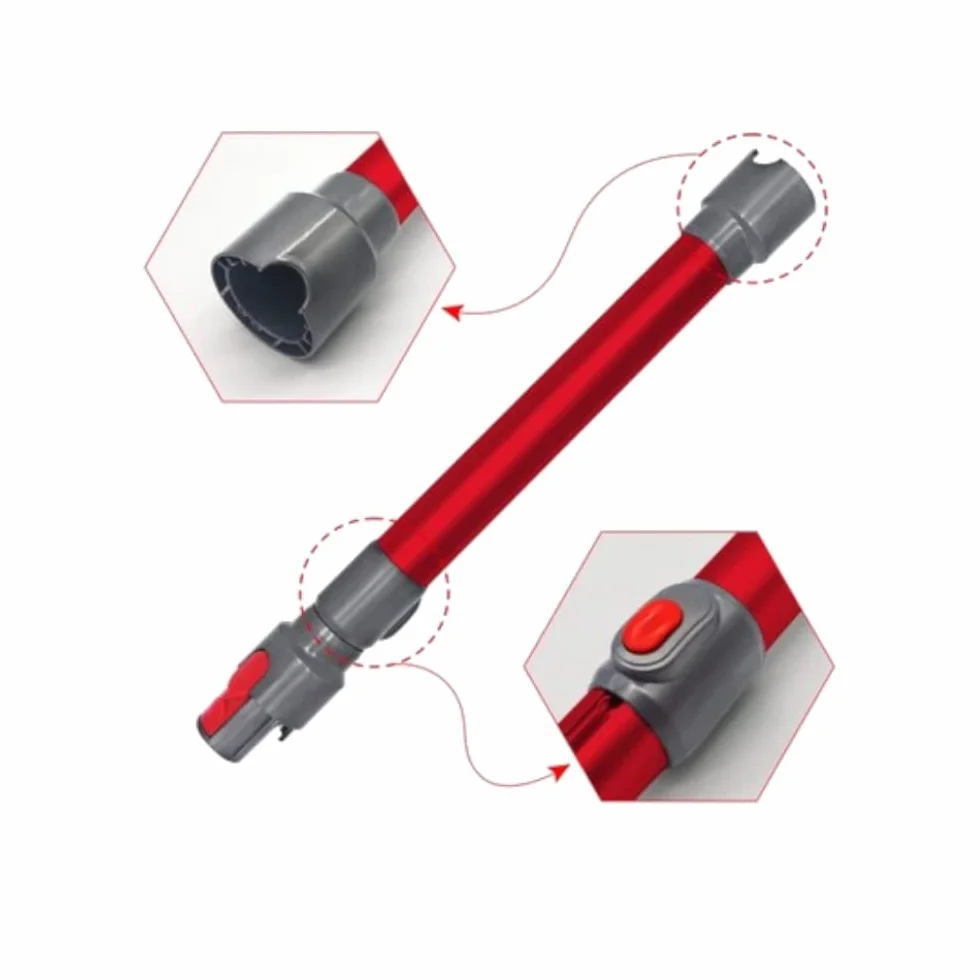 Trade-Shop Rura teleskopowa/rura ssąca zamiennik do odkurzacza Dyson V7 V8 V10 V11 V15 odkurzacz akumulatorowy odkurzacz ręczny zastępuje 967477-03 / czerwony, długość 45-70 cm