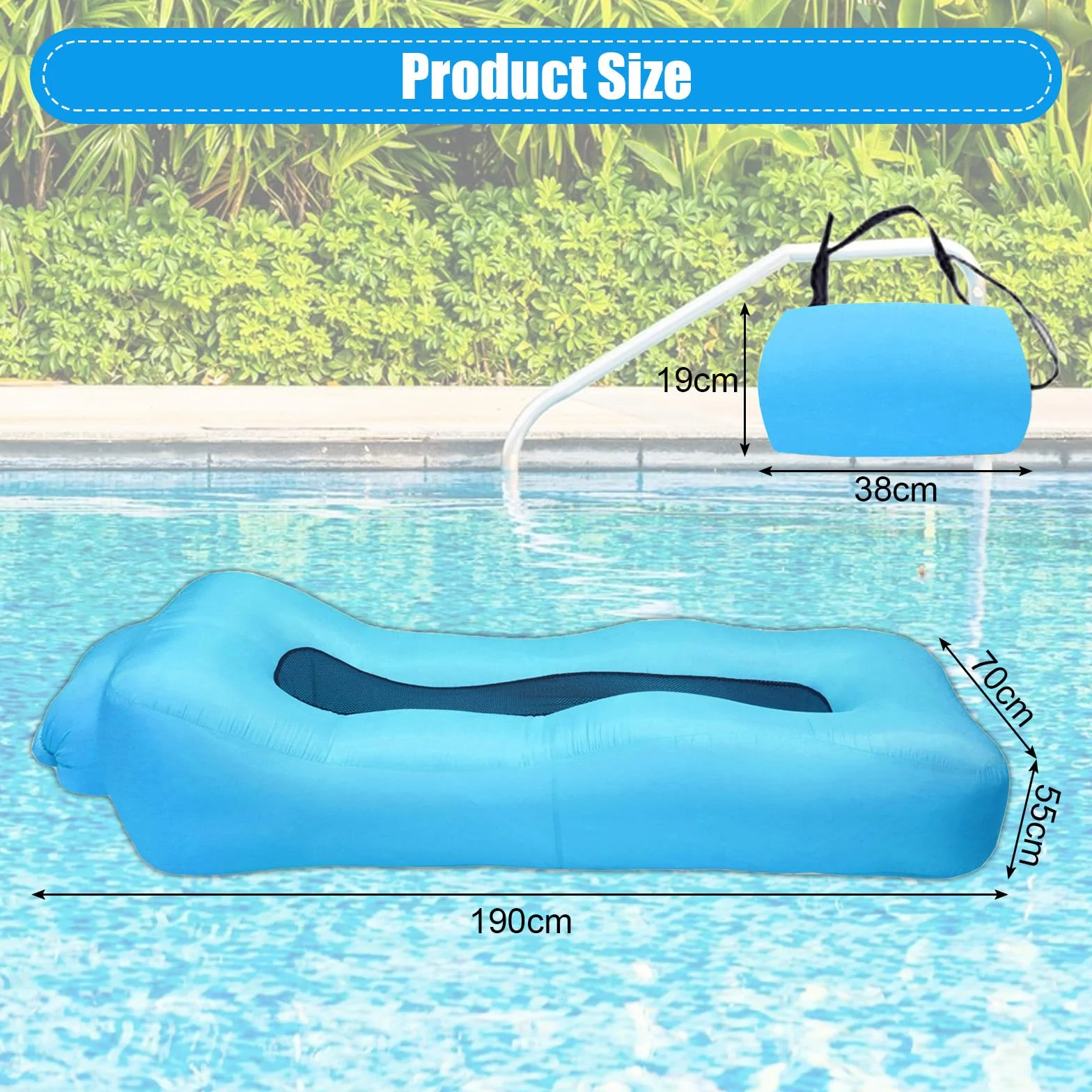 Nadmuchiwana sofa, 210T, wodoszczelna sofa powietrzna z torbą do noszenia, nadmuchiwana leżanka, sofa powietrzna na kemping, do parku, na plażę, na basen i imprezy na plaży