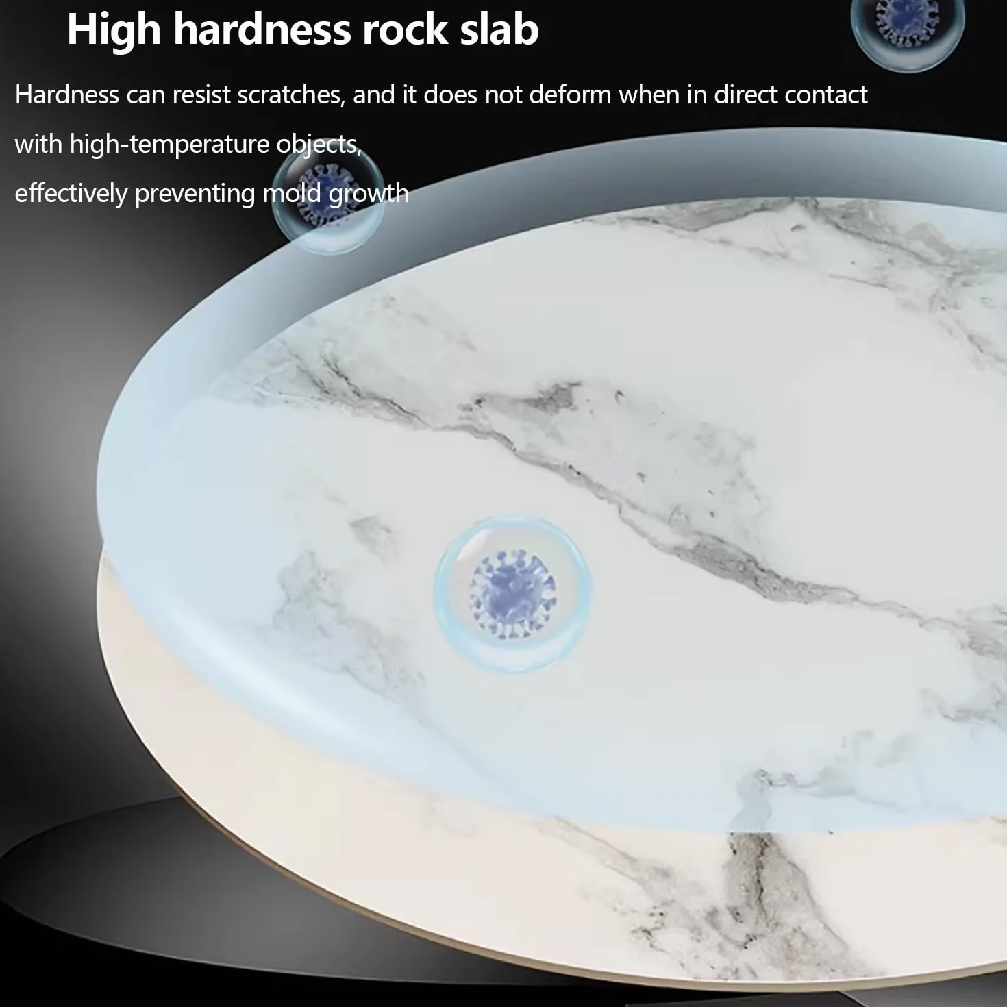 Gramofon na stół w jadalni marmurowa tekstura obrotowa taca 81 cm okrągła płyta centralna wielofunkcyjne naczynie do serwowania czarna płyta rockowa design idealny na imprezy i spotkania rodzinne