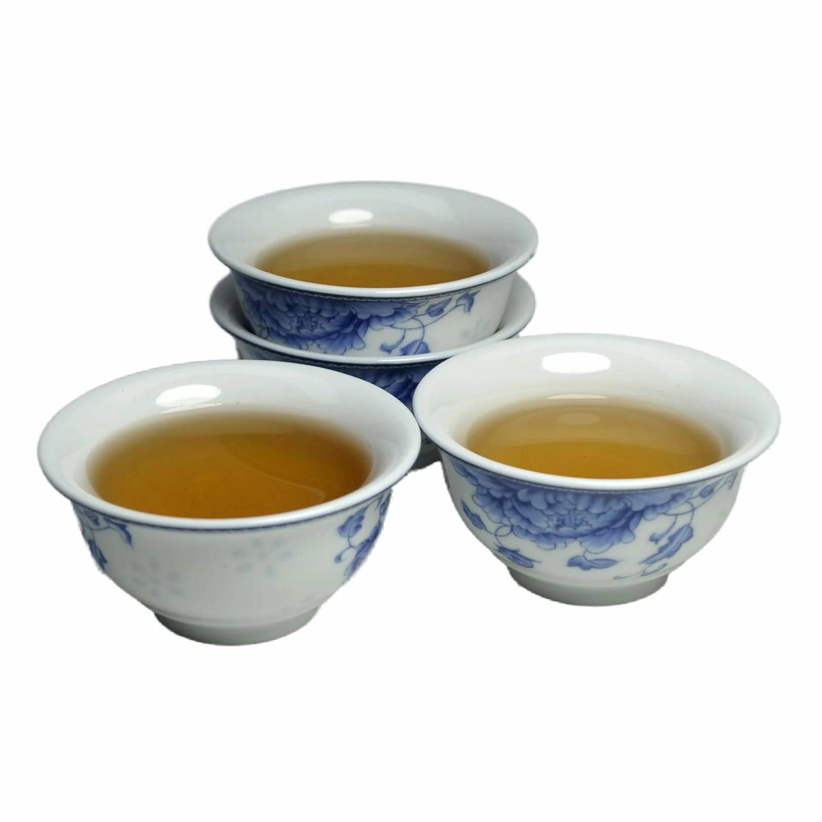 Liang baobao Chińska tradycyjna filiżanka do degustacji herbaty, zestaw 4 sztuk, 56 ml, biała porcelana, mini kubki na ceremonię herbaty Gongfu (piwonia)