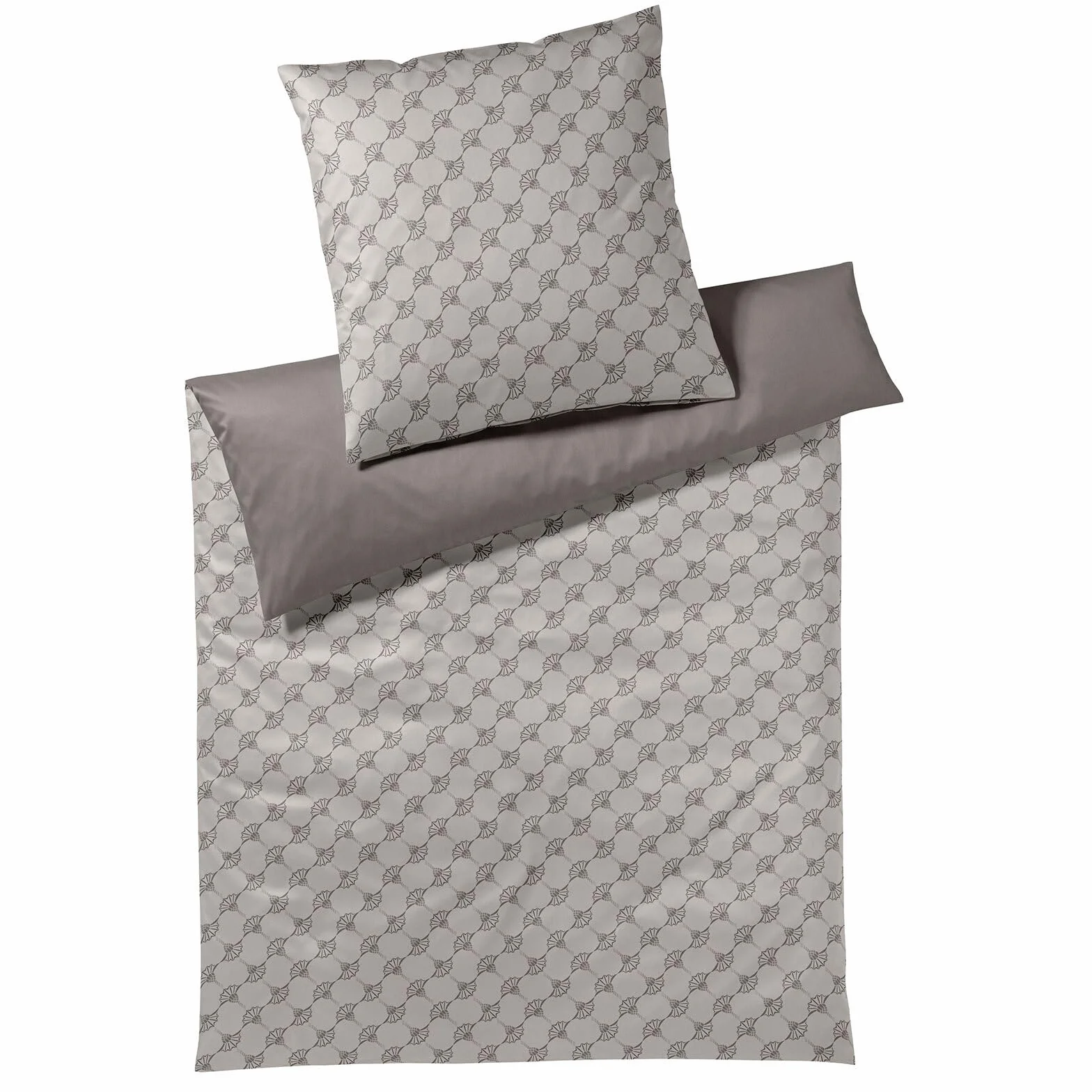 Joop! Łóżko kontynentalne Mako zestaw pościeli z męskim kwiatem, podwójny, taupe, rozmiar 155 x 220 + 80 x 80 cm