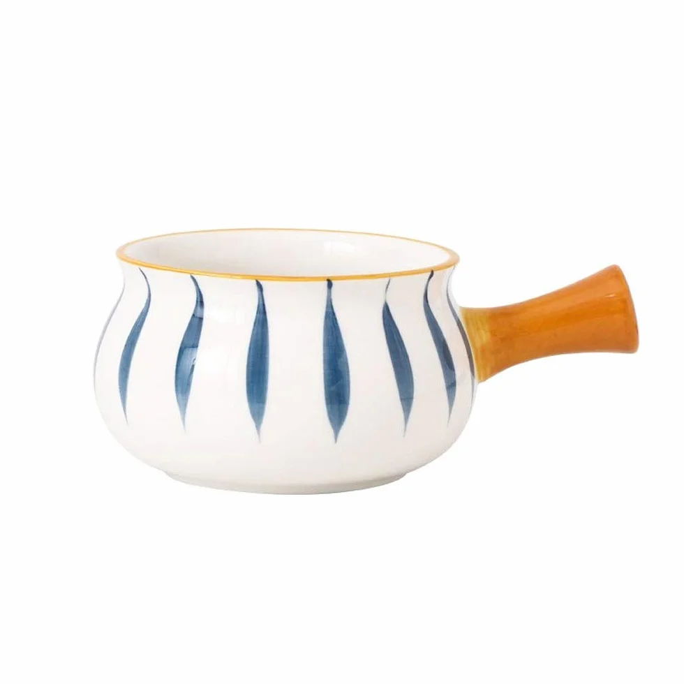 Ceramiczna miska do sałatki z uchwytem, miska na płatki śniadaniowe, miska na owoce, miska na deser, zupa, makaron, kuchenka mikrofalowa, specjalna miska