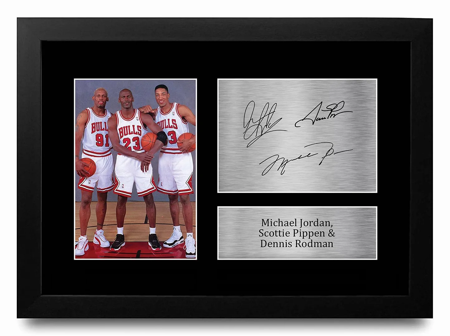 Michael Jordan Dennis Rodman Scottie Pippen Chicago Bulls A4 Podpisane Zdjęcie Z Autografem Pamiątka Koszykarska