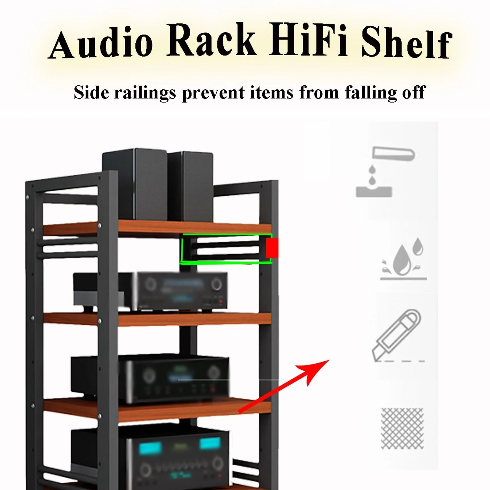 Stojak na sprzęt audio Hi-Fi 5-poziomowy, szafka AV, gramofon, stolik pod telewizor (Brown)