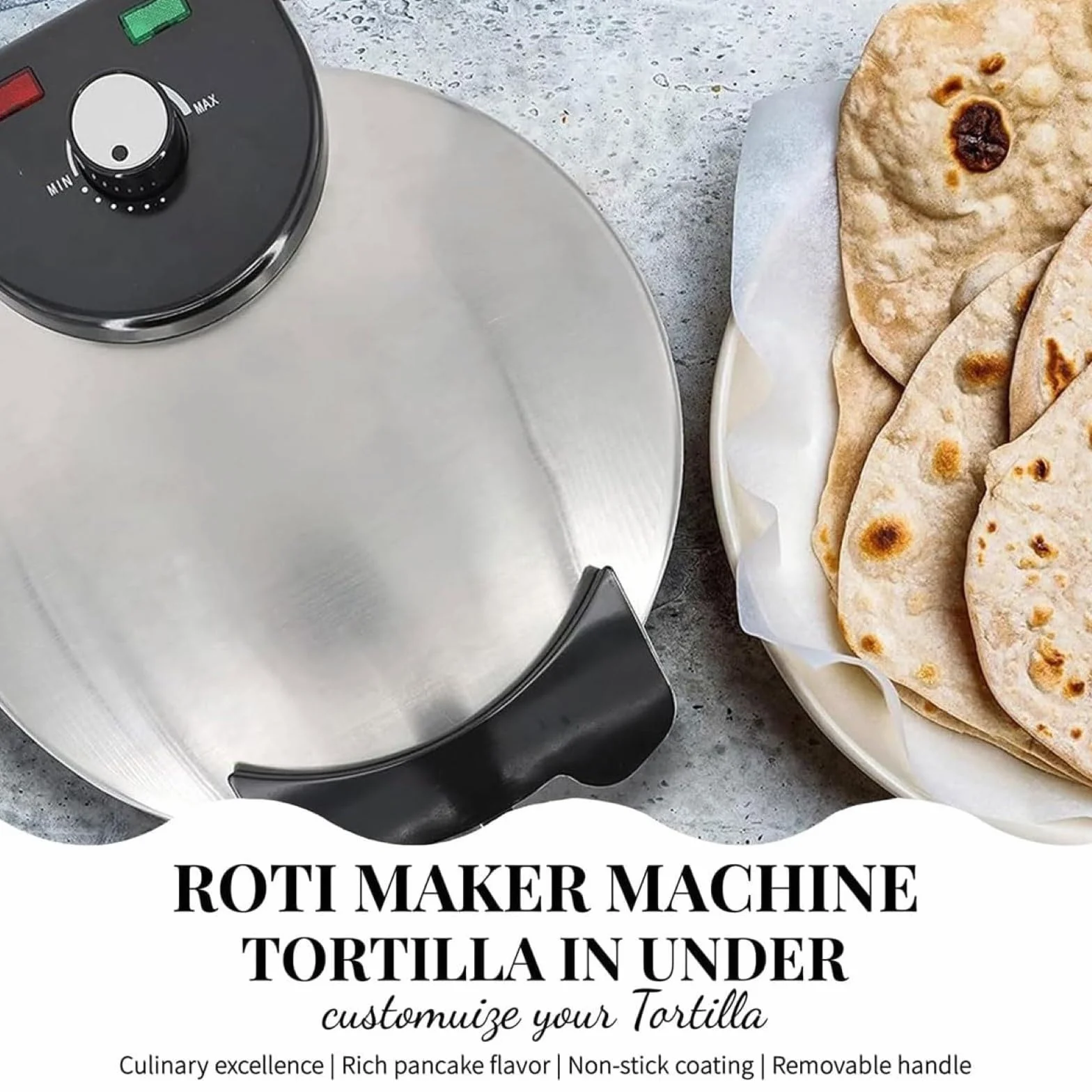 10-Calowa Elektryczna Maszynka Do Roti, Elektryczna Maszynka Do Chapati, Nieprzywierająca, Automatyczna Maszyna Do Smażenia Roti Z Regulowaną Temperaturą, Płyta Kuchenna, Dwustronne Ogrzewanie