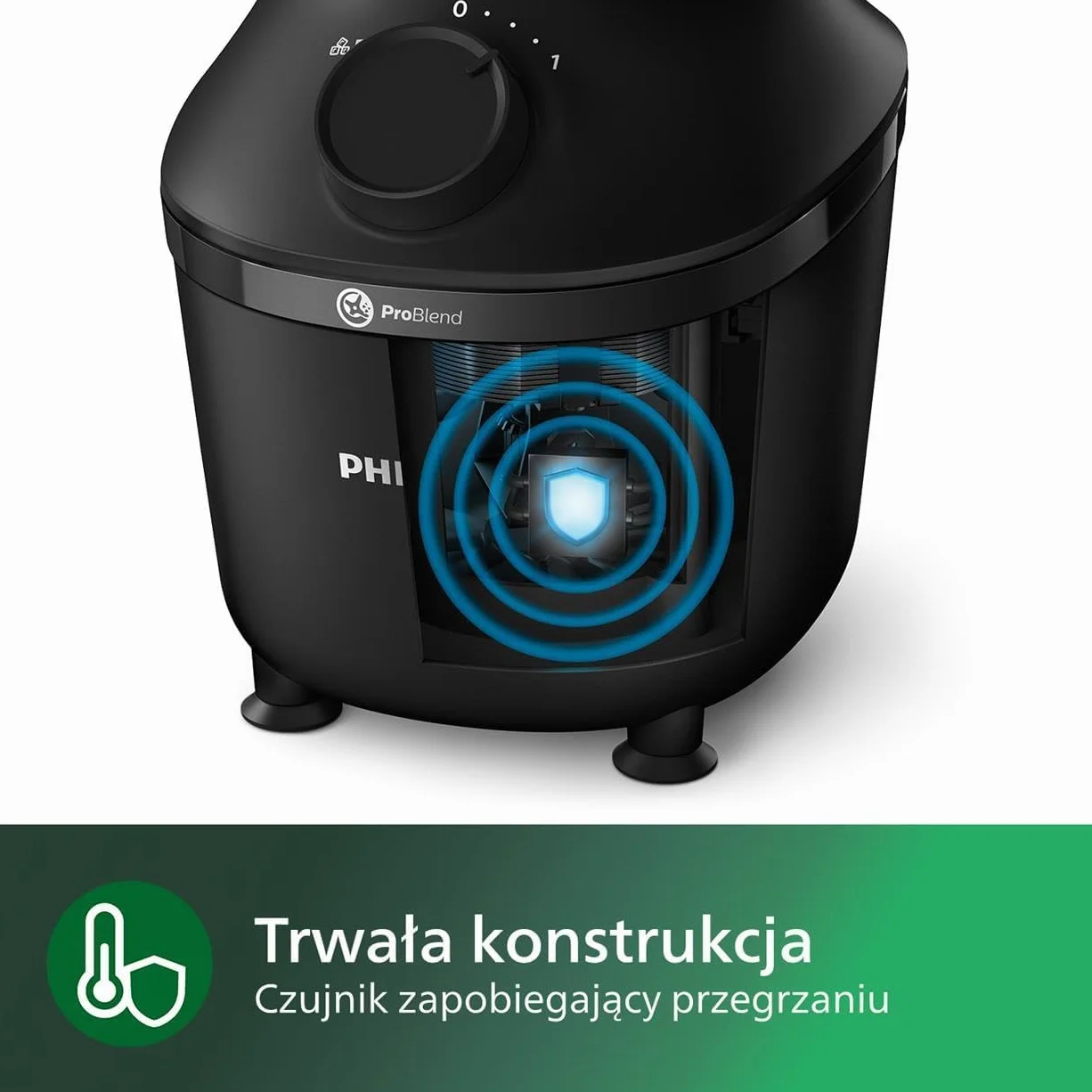 Philips Blender Kielichowy, Moc 450 W, Dokładne blendowanie - Technologia ProBlend, Pojemny dzbanek o pojemności 1,9 L, Butelka do smoothie w zestawie, Kolor Czarny (HR2041/41)
