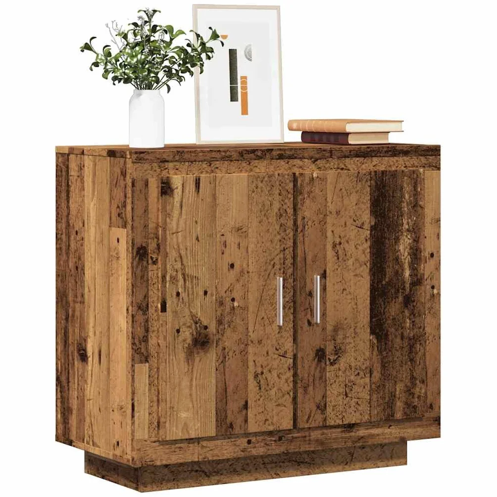 Générique Bufet ze starego drewna 80 x 40 x 75 cm drewno inżynieryjne, szafka do przechowywania z 2 przegródkami do salonu, uniwersalna szafka boczna na książki i dekoracje