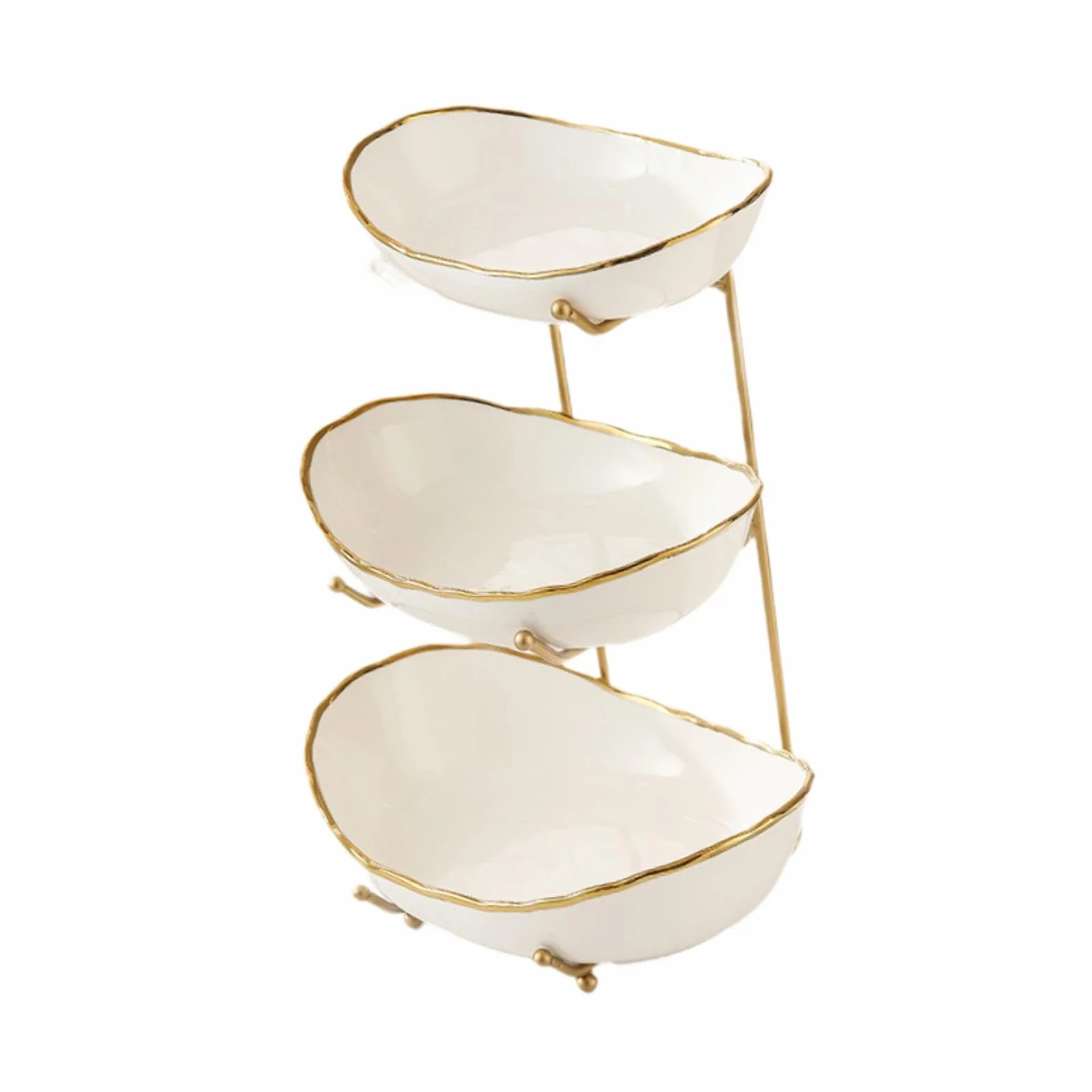 Koszyk Owoce Uchwyt na miskę na owoce, deser z przekąskami, warstwowy kosz na ciasto(Golden 3 Layer)
