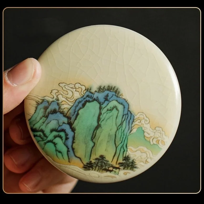 Pojemniki na herbatę na herbatę sypką Beżowy ceramiczny pojemnik na herbatę Ru Kiln, mały rozmiar, zielony Pu'er, czerwony i liście, zamknięte kadzidło w proszku