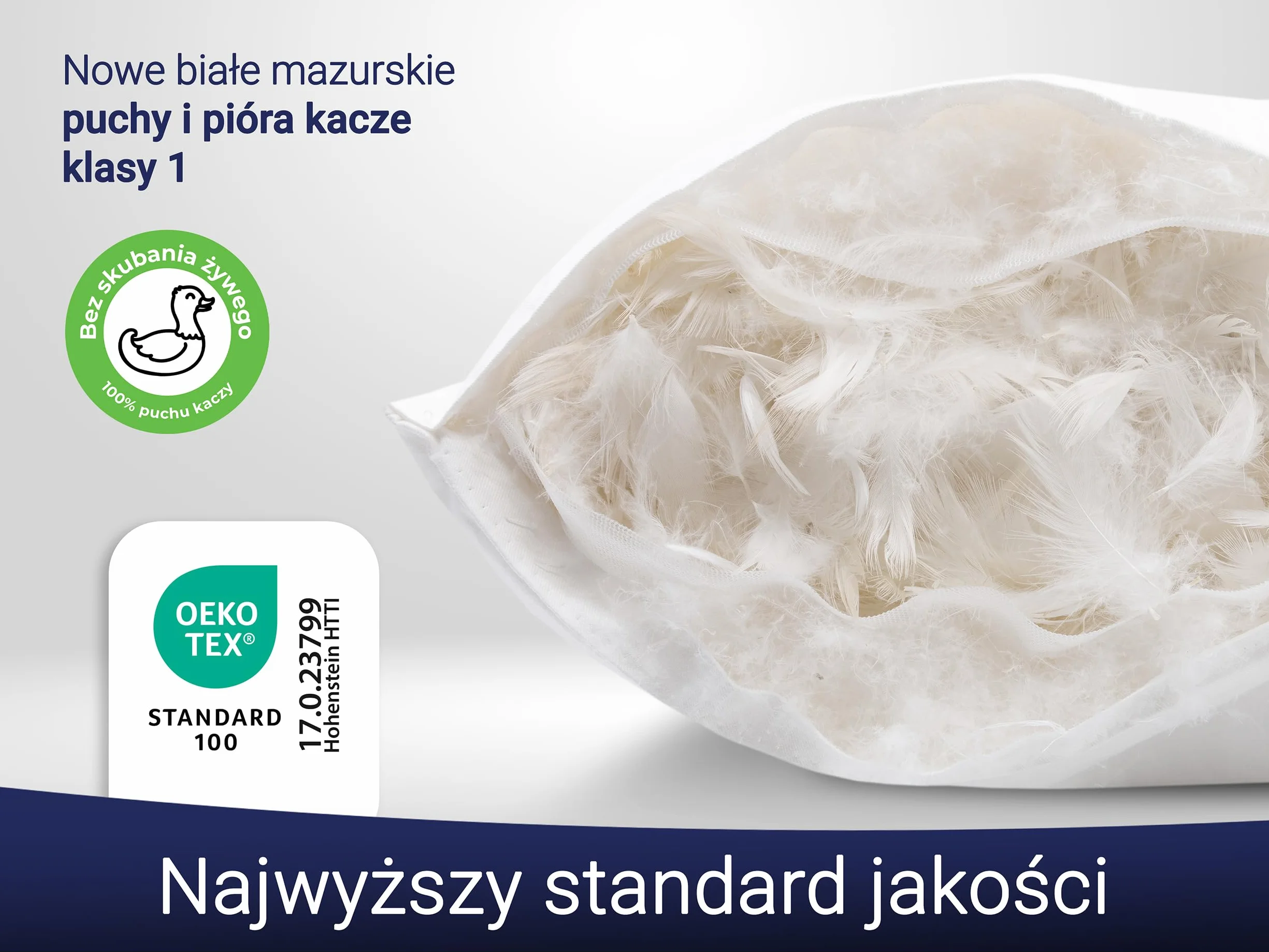 ZOLLNER Premium poduszka z pierza z dodatkiem puchu - Made in Germany – odpowiednia dla alergików – poszycie z wysokiej jakości bawełny mako - pranie do 60°C – 60x80 cm - jakość hotelowa