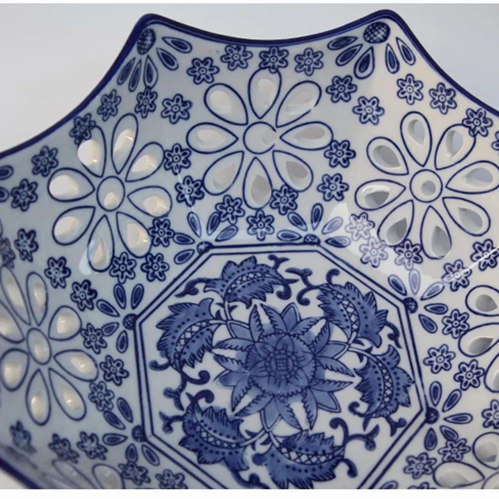 Miski na owoce niebieska i biała porcelanowa ceramiczna pusta skórka melona płyta do przechowywania talerz orzeźwieniowy talerz talerz na owoce przekąski suszone przekąski kosz na owoce i