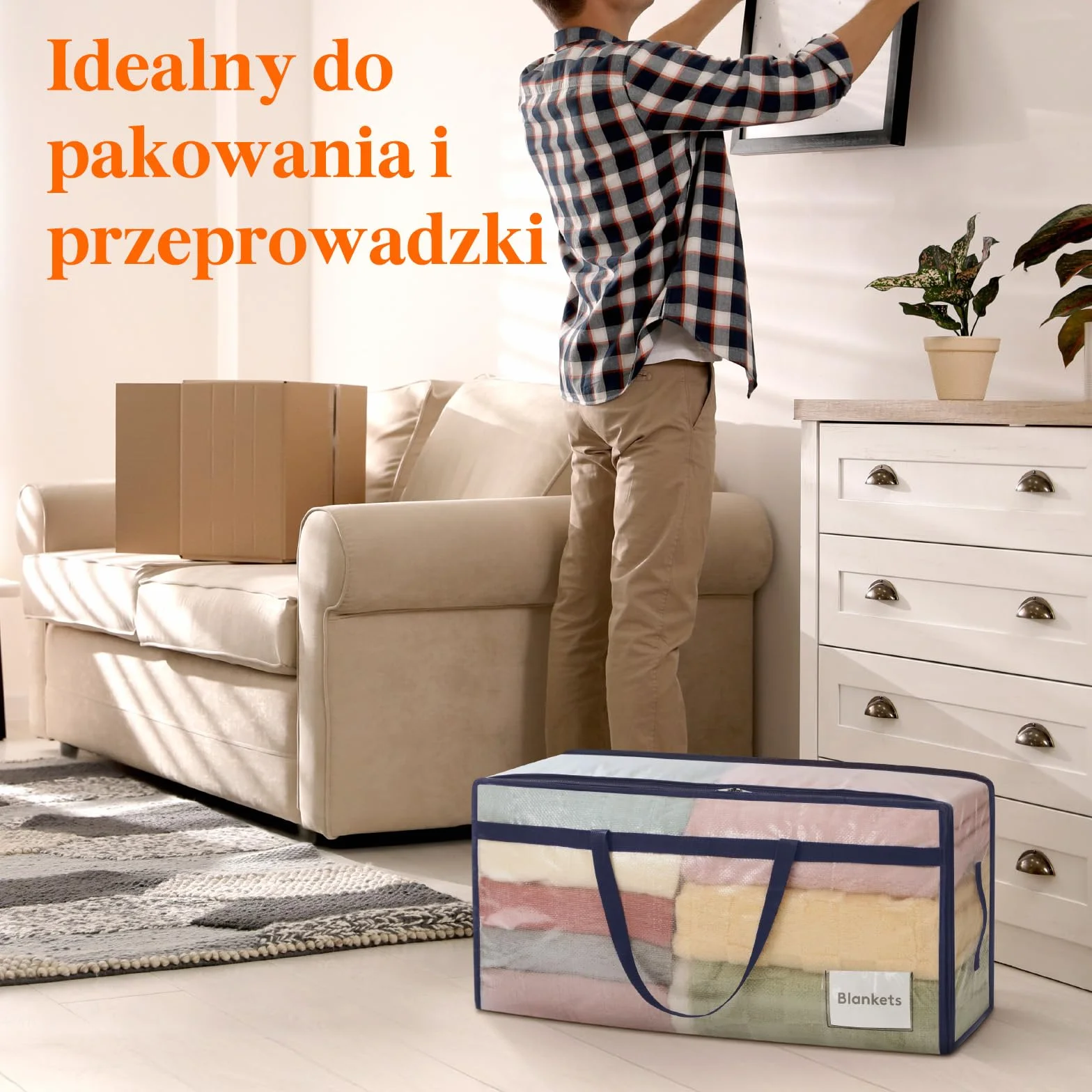 Lifewit 8 sztuk 90 l toreb do przeprowadzki z uchwytem, torba do przechowywania kołder, duża torba z zamkiem błyskawicznym, do przechowywania pościeli, torba transportowa, torba na ubrania,