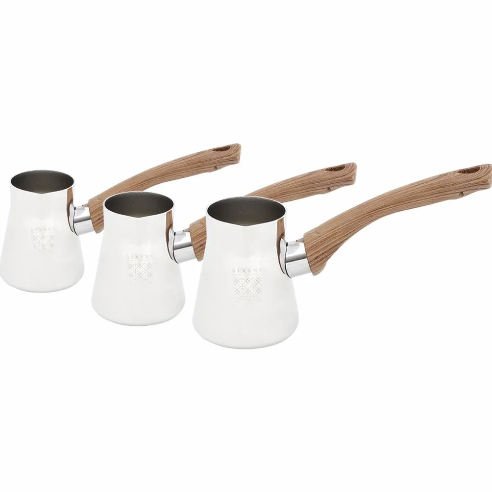 Serenk Ekspres do kawy Turecka Indukcja | Zestaw 4 sztuk ze stali nierdzewnej do autentycznej kawy tureckiej - pojemność od 2 do 4 filiżanek - Turkish Coffee Maker