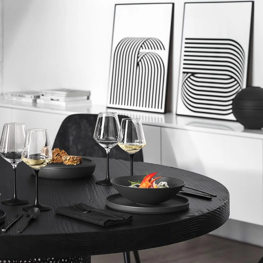 Villeroy & Boch – Manufacture Rock talerze do makaronu, 6 talerzy, porcelana Premium, można myć w zmywarce, można używać w kuchence mikrofalowej, kolor czarny