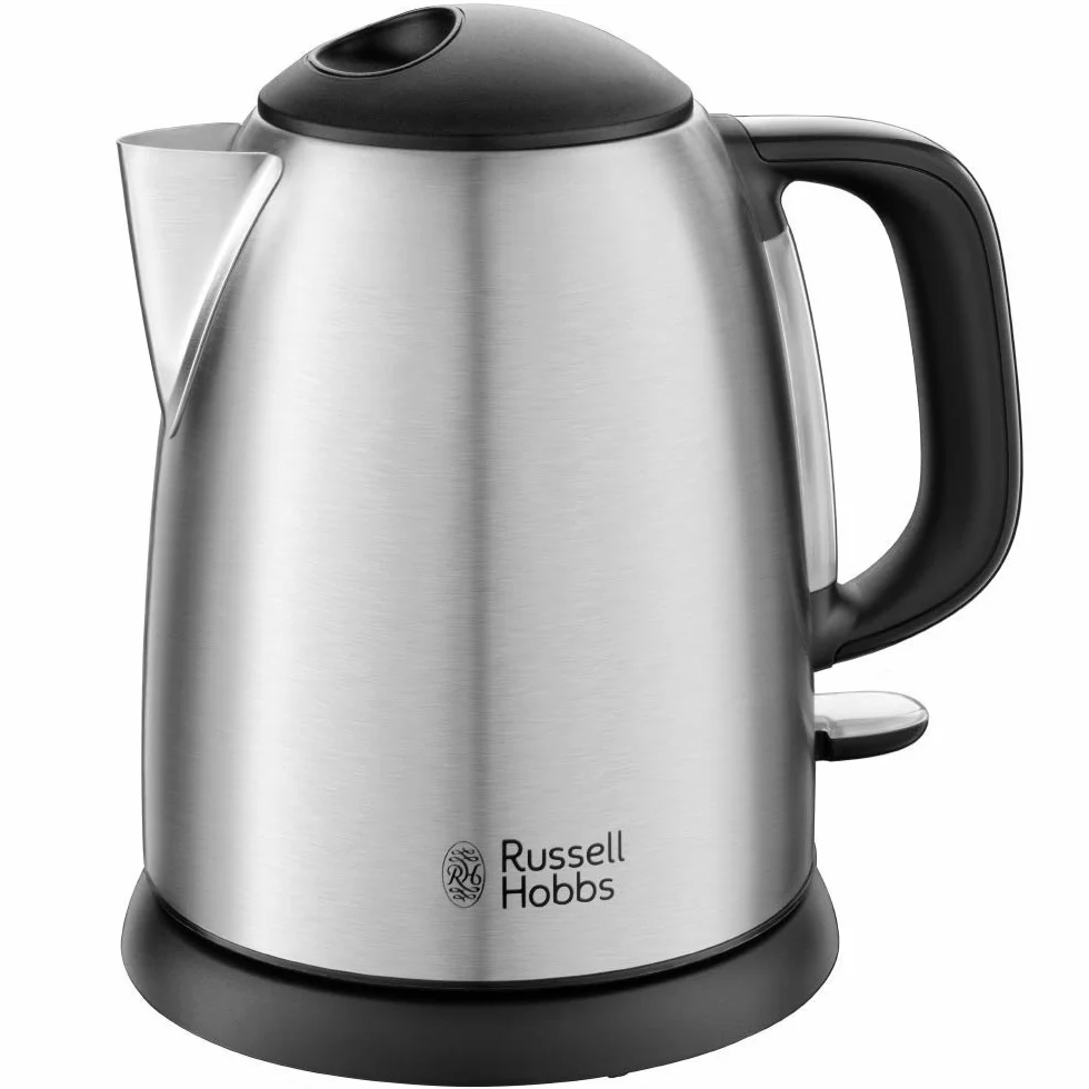 Russell Hobbs czajnik elektryczny, wymienny filtr antywapienny, kontroler strix, strefy szybkiego gotowania, mały czajnik podróżny, pojemność 1l, moc 2400W, czarny, Adventure 24991-70