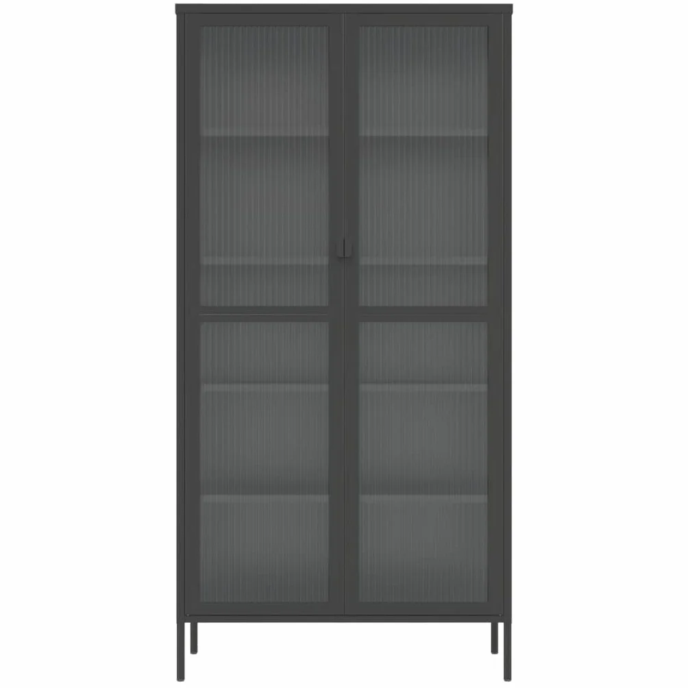 Hothingwell Bufet Top Czarny 85x40x180 cm Szkło karbowane Stal