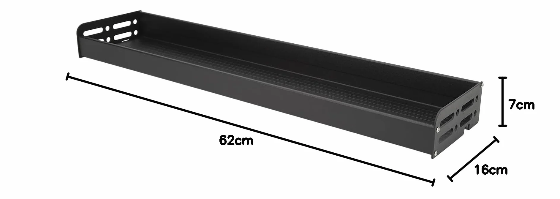 Naścienny stojak na przyprawy kuchenne, zdejmowany, oszczędzający miejsce, wiszący organizer do przypraw do kuchni, łazienki, aluminium 60 cm (Czarny)