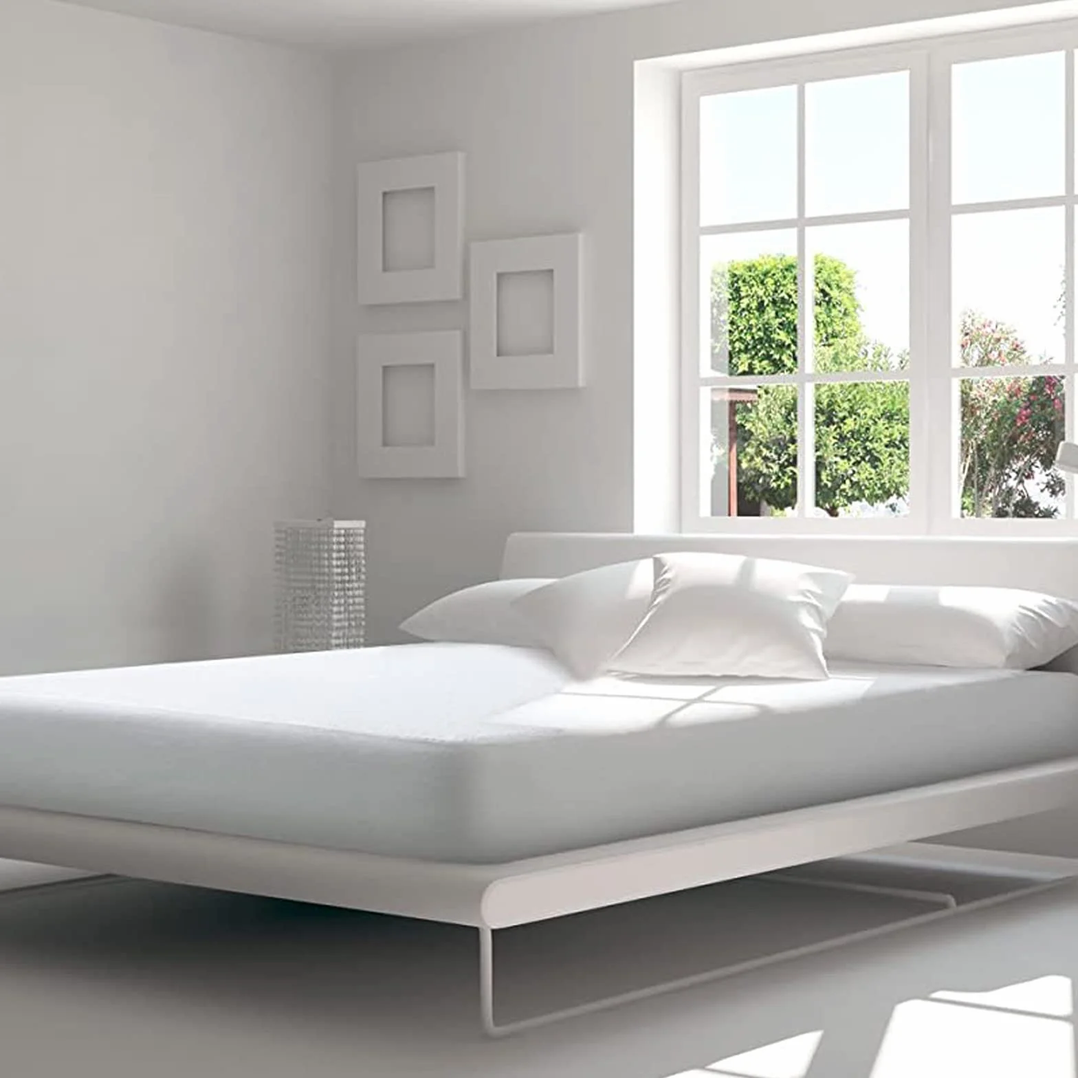 Bedecor Wodoodporny ochraniacz na materac oddychająca pokrowiec na materac z naturalny tencel powierzchnią 160 x 200 cm