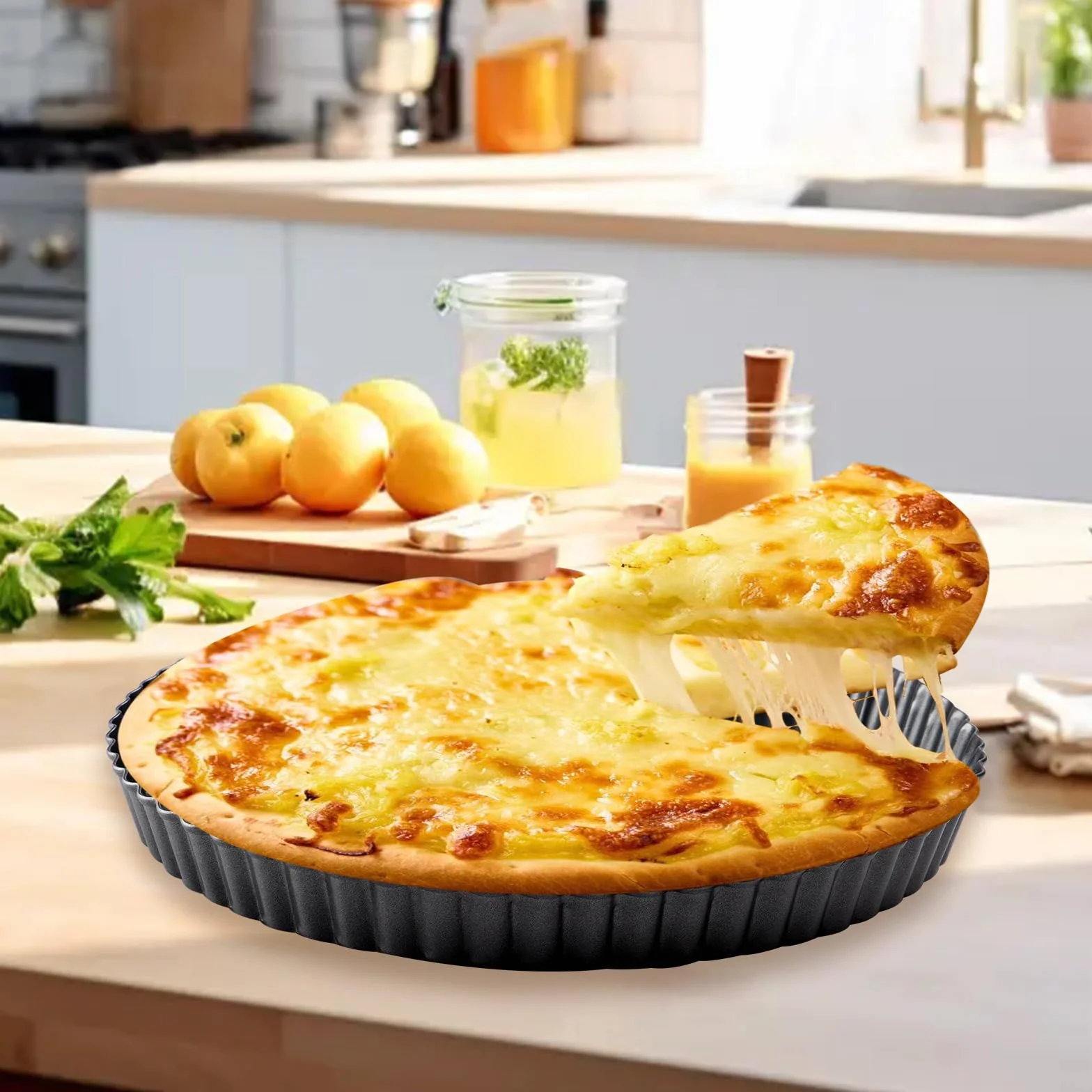 Naczynie do tarty 28 cm, naczynie do quiche z podstawą do podnoszenia, blaszka do tarty z wyjmowaną podstawą, bezpieczne naczynie do flan, naczynia do ciast, formy do pieczenia, małe naczynia