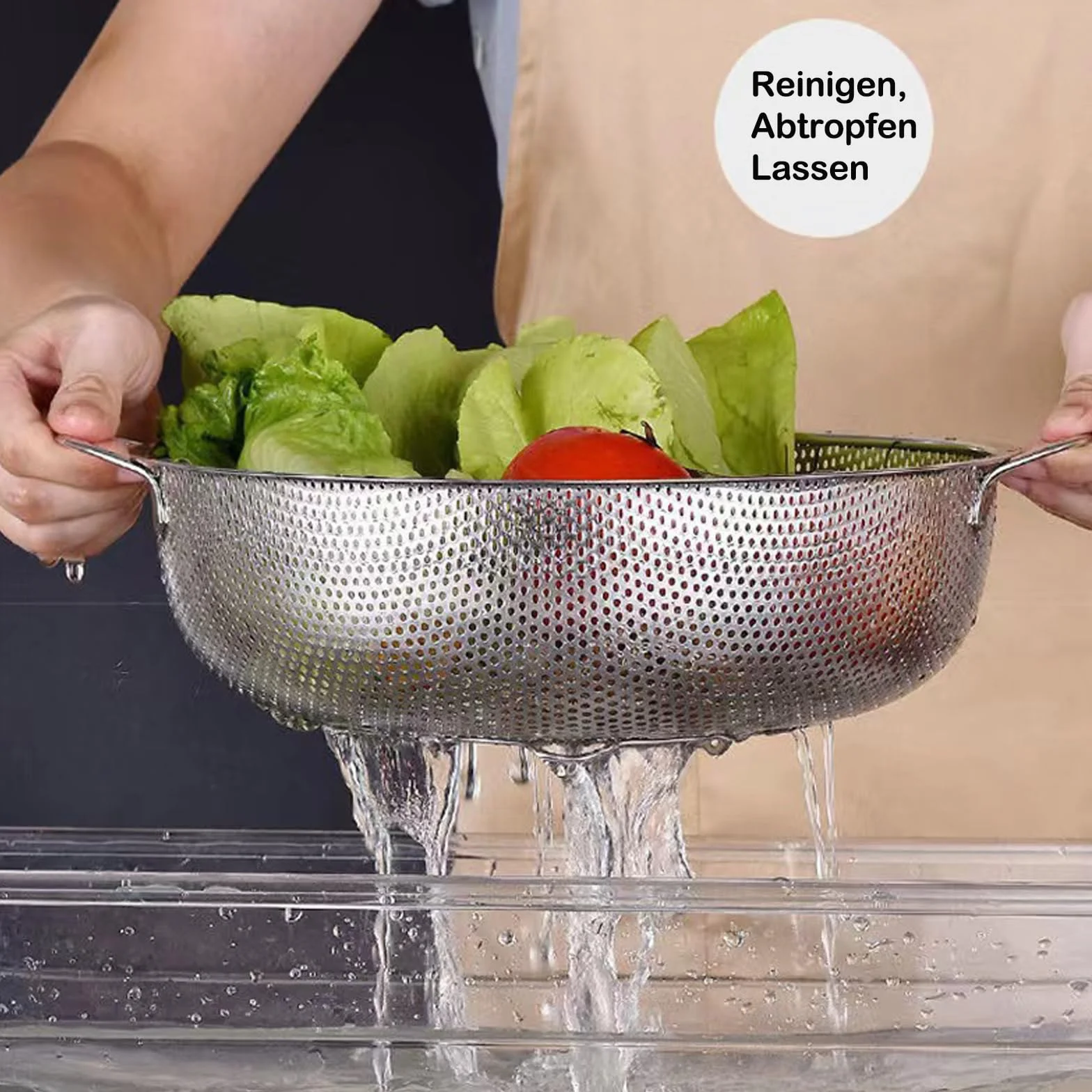 Sitko, sitko kuchenne ze stali nierdzewnej z uchwytami, sitko do makaronu, mikroperforowane sitko, metalowy cedzak kuchenny, kosz sitowy na makaron, warzywa i owoce, ryż, nadaje się do mycia w