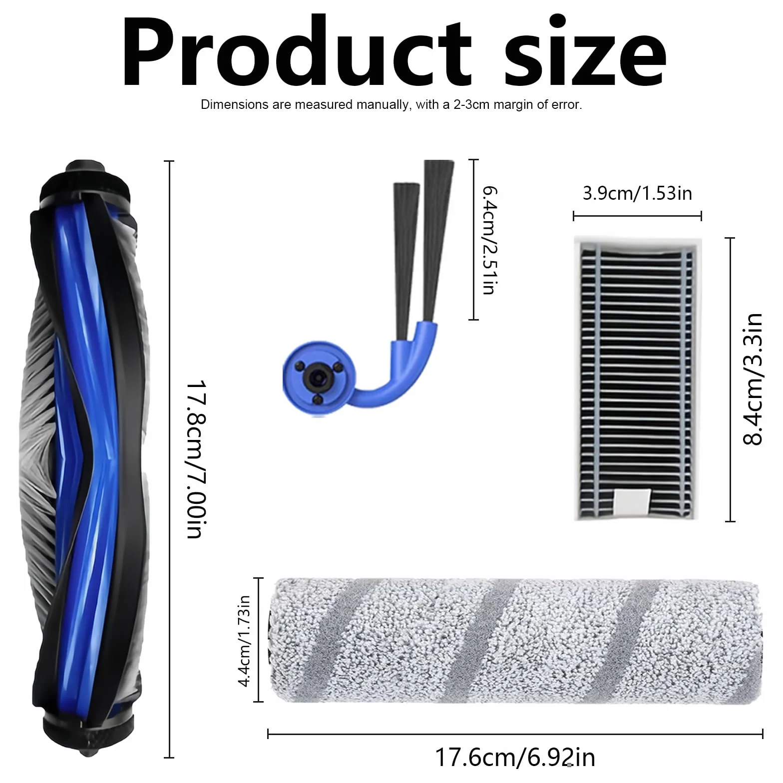 Akcesoria do ECOVACS DEEBOT X11 OMNICYCLONE, X9 PRO Omni Odkurzacze | X11 PRO Omni Części Zamienne 18 sztuk, 2 Szczoteczki Gówne, 2 Szpilki na Rolk, 6 Filtrów, 6 Szczoteczek Bocznych