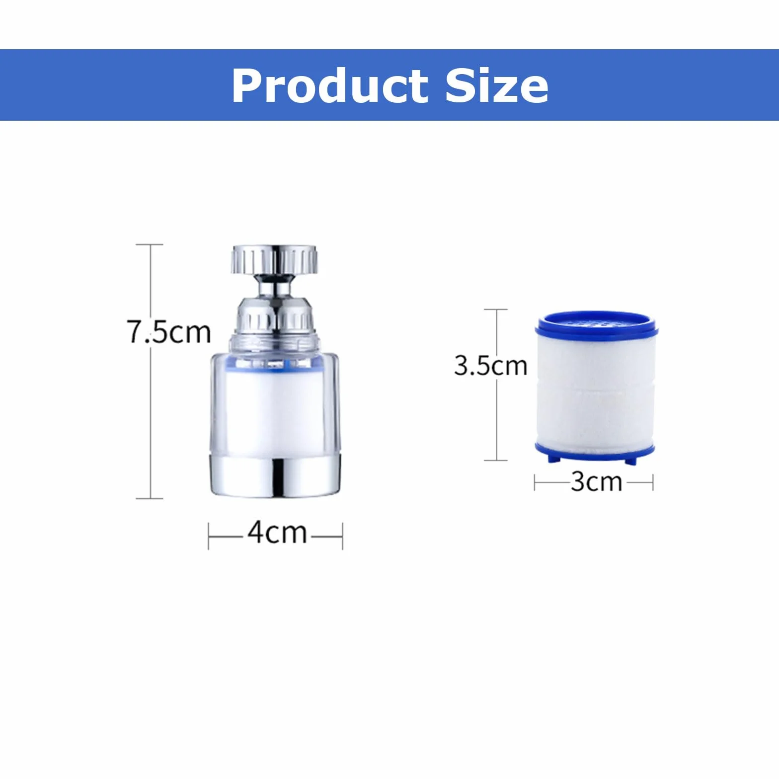 JOYOLA 2 sztuki filtrów do wody, kran, filtr do wody pitnej 360°, z 5 elementami filtrującymi z bawełny PP, do domu, kuchni, łazienki, umywalki