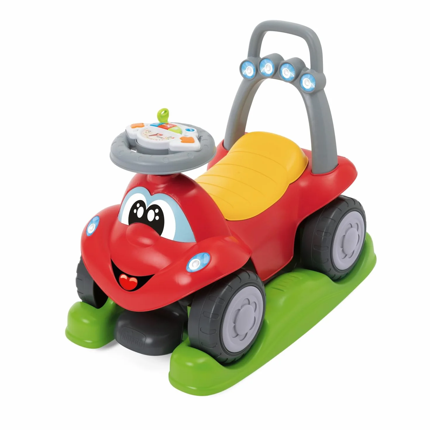 Chicco Jeździk Billy Quattro, Jeździk dla Dzieci, 4 w 1 Tryby Zabawy, Funkcja Kołysania, Elektroniczny Moduł Kierownicy ze Światłami i Dźwiękami, 9-36 miesięcy