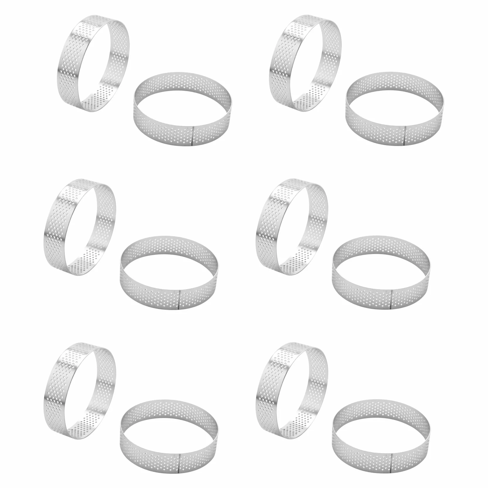 48 x okrągły pierścień ze stali nierdzewnej z porowatym tartletem, forma do pieczenia tortów, 8 cm