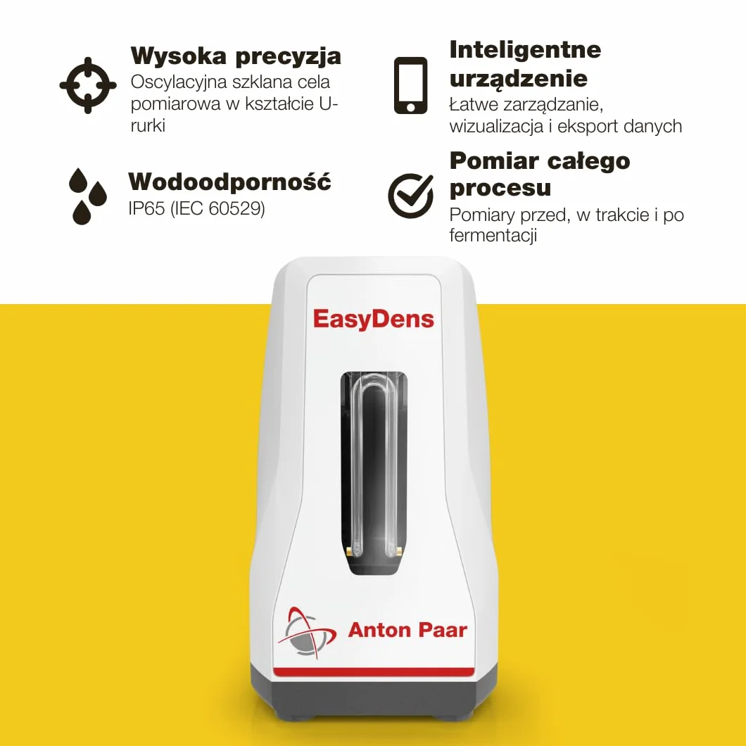 EasyDens by Anton Paar - Smart Hydrometer - Cyfrowy miernik gęstości - Oznaczanie zawartości ekstraktu, zawartości cukru i zawartości alkoholu - Plato, ciężar właściwy (SG), Babo, Baumé, Brix, g/L, KMW, Oechsle, ABV, ABW, Proof