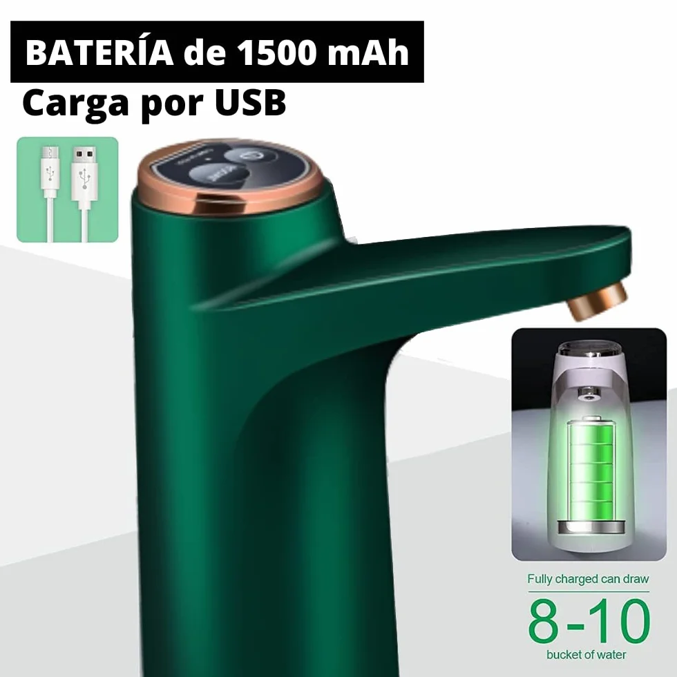 Dozownik wody NK - wskaźnik LED, akumulator USB 1200 mAh, materiał silikonowy, kompatybilny z dzbankami i butelkami 4,5 l 5 l 7,5 l 10 l 11,3 l 15 l 18,9 l (Adapter 3,8 i 4,8 cm) (czarny)