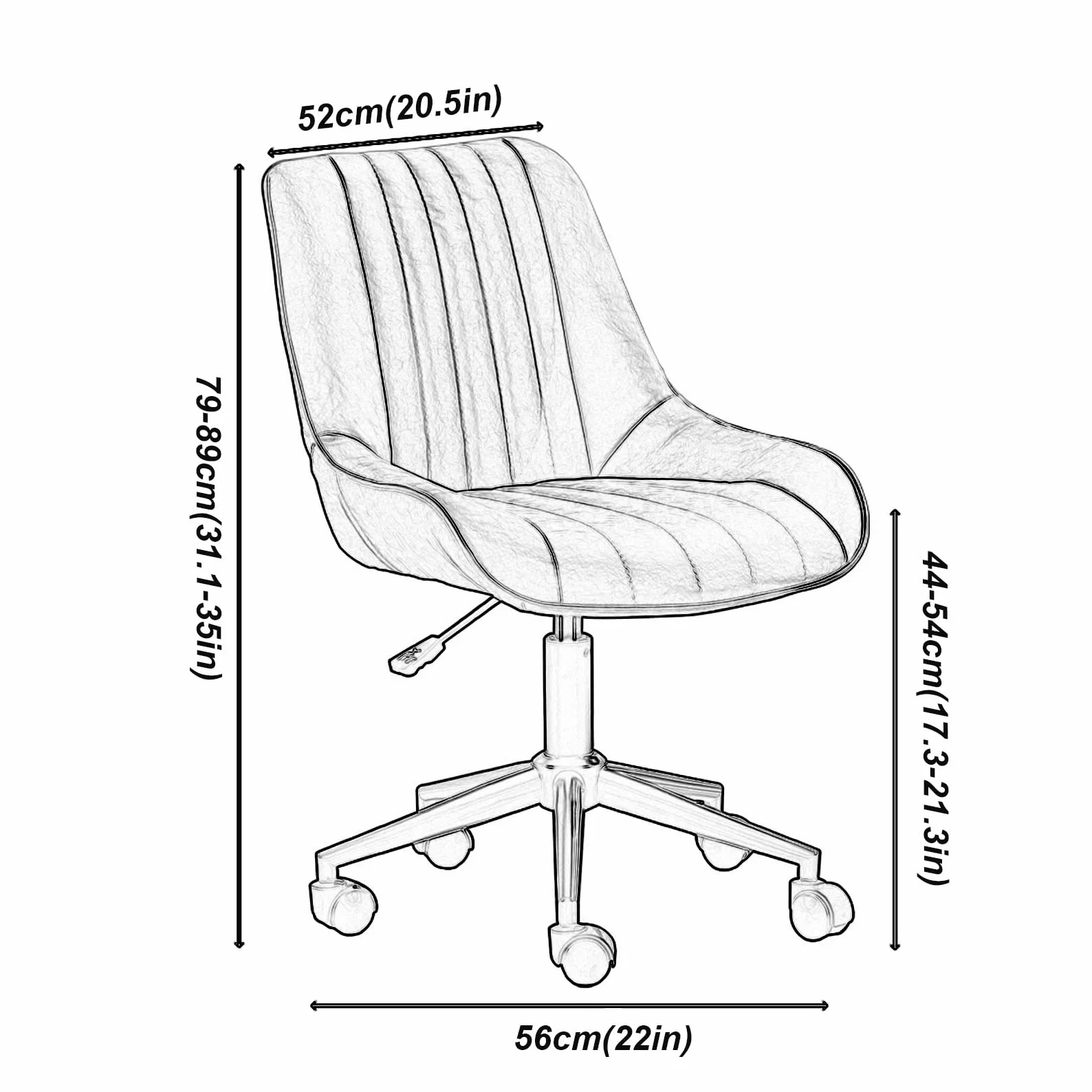 Obrotowe krzesło biurowe ze skóry PU, ergonomiczne krzesło biurowe z wyściełanymi podłokietnikami i poduszką do siedzenia, obrotowe krzesło robocze do sypialni, klasy, vani