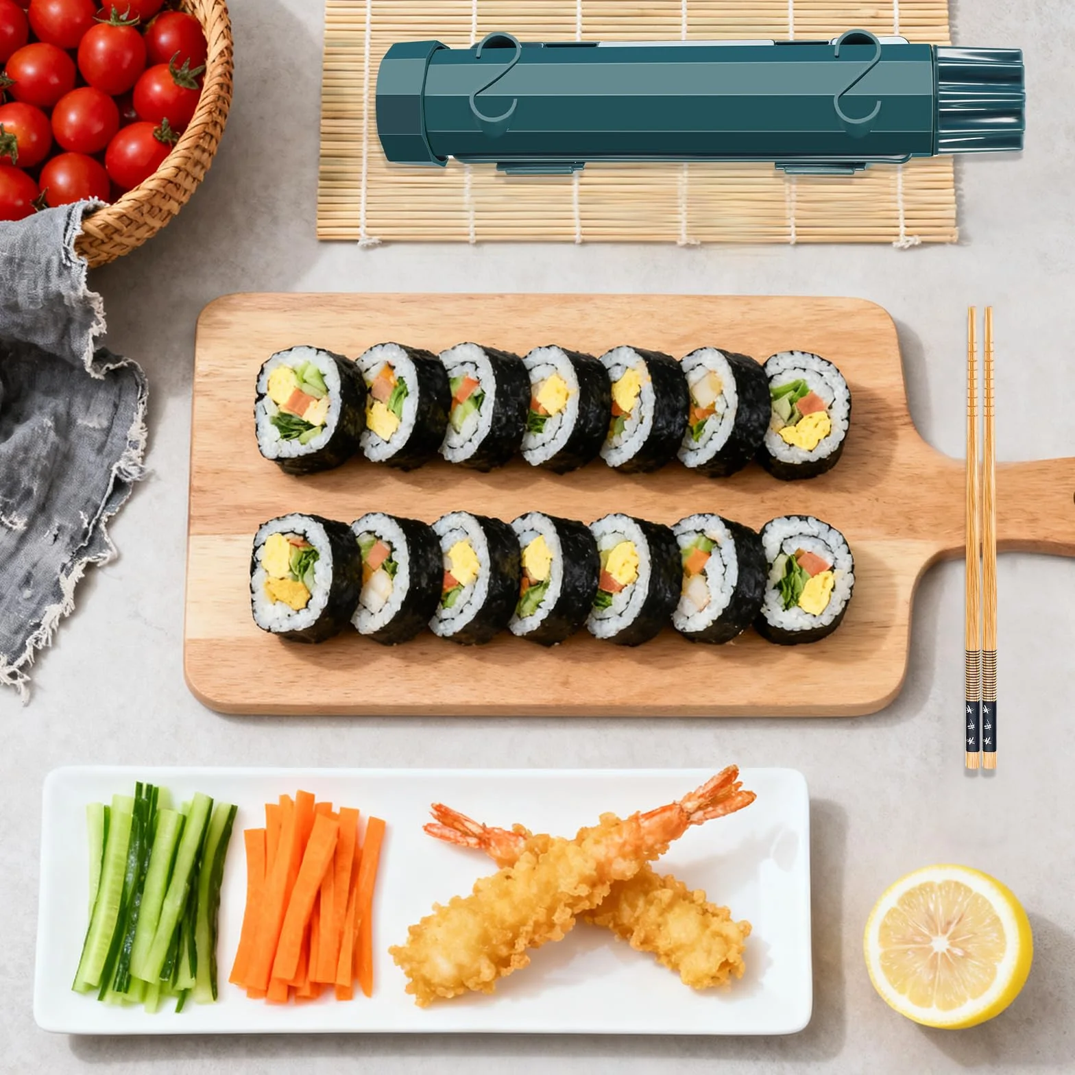 4-częściowy zestaw foremek do sushi, forma do kulek ryżowych, wielofunkcyjna maszyna do sushi, nadaje się do samodzielnego wykonania bazooka, zestaw dla początkujących