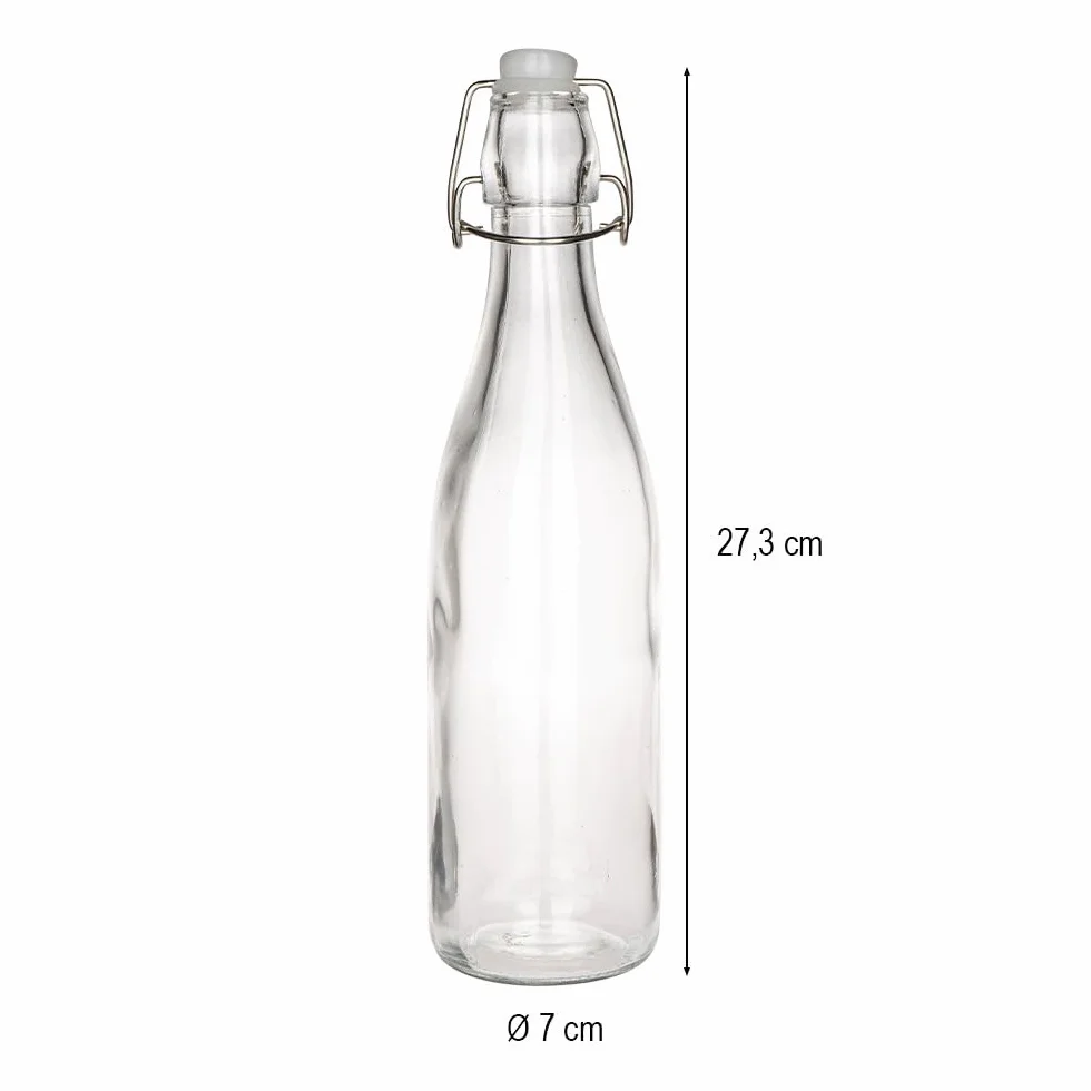 Ideen mit Herz Szklana butelka z zamknięciem pałąkowym | okrągła | przezroczysta | nadaje się do kontaktu z żywnością | pojemność 520 ml | na olej, ocet, sok, likiery | do gospodarstwa domowego