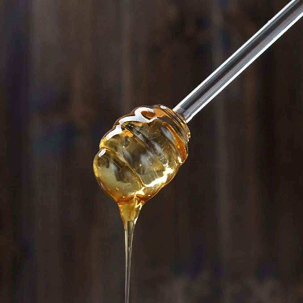 Mkouo Glass Honey Jar with Dipper Transparent Honey Pot 265 ml, 9 Ounces