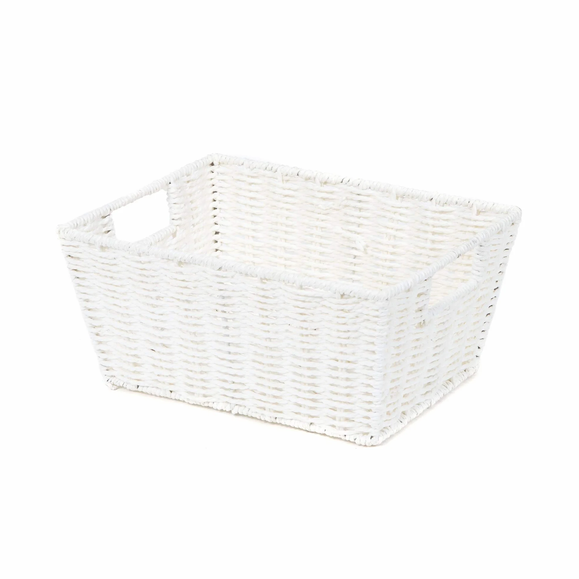 Compactor Etna Storage Basket, ręcznie pleciony kosz półkowy z papieru z 2 uchwytami, kosz na zabawki, organizator do biura i przechowywanie w łazience, metalowa ramka, kolor biały