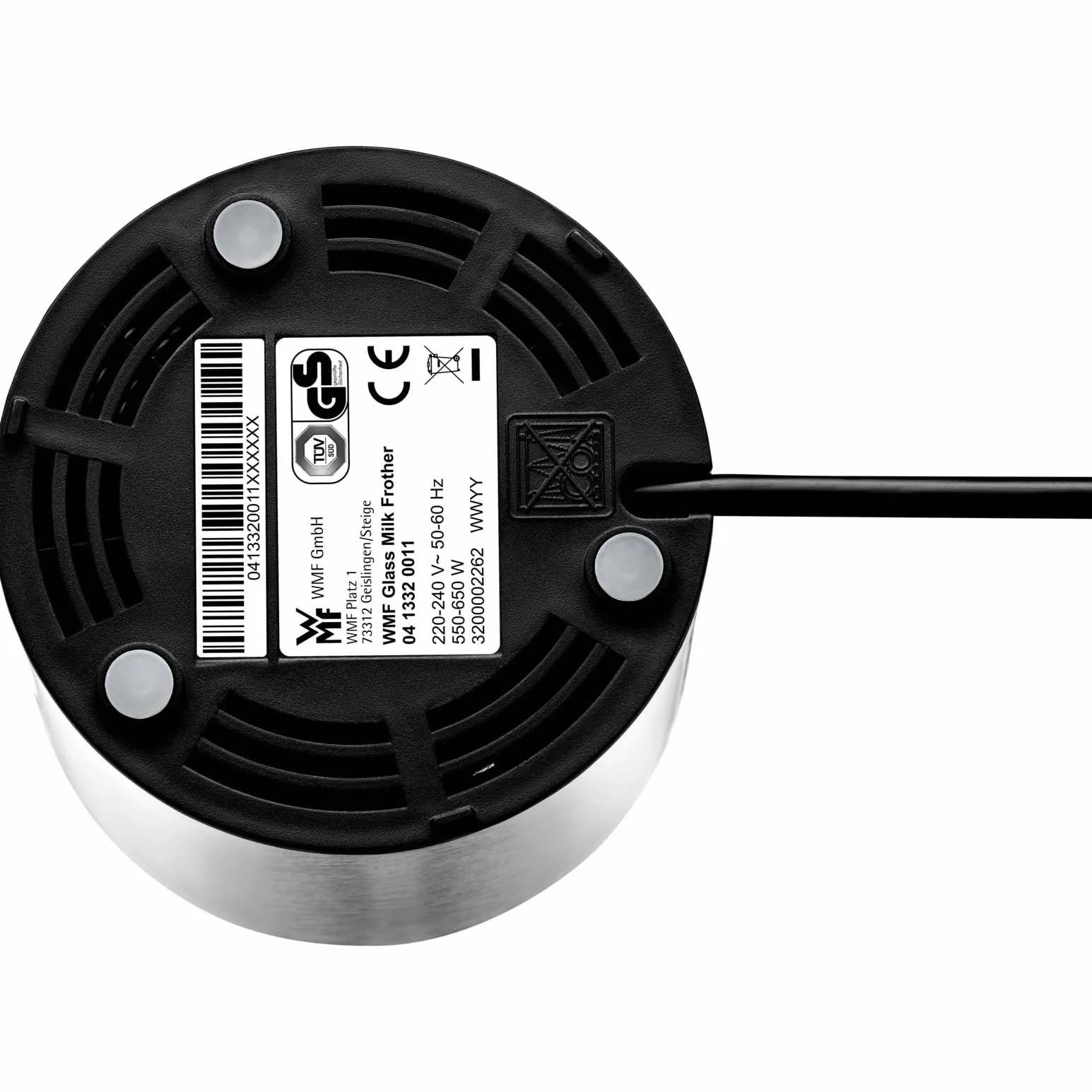 WMF Lono szklany spieniacz do mleka, elektryczny, 150-250 ml, 650 W, mikser Frappe Mixer, ekran dotykowy, do spieniania mleka na gorąco i zimno, gorące mleko, podgrzewacz do mleka, ekspres do kakao,