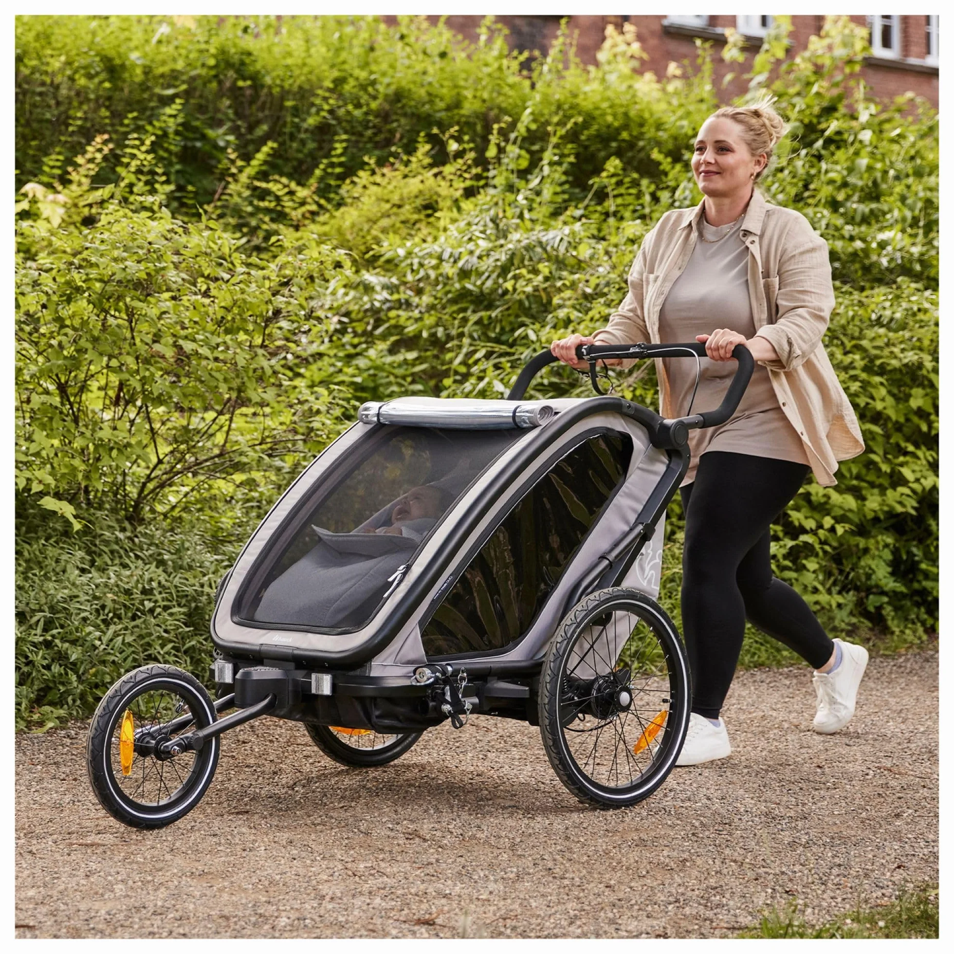 hauck Hamak dla niemowląt Velo Baby Lounger 2 dla Dryk Duo, Dryk Duo Plus & Bike N Walk Duo - fotelik dla noworodka od 1 miesiąca, z pokrowcem na nogi, kablem głowy, 5-punktową uprzężą - szary