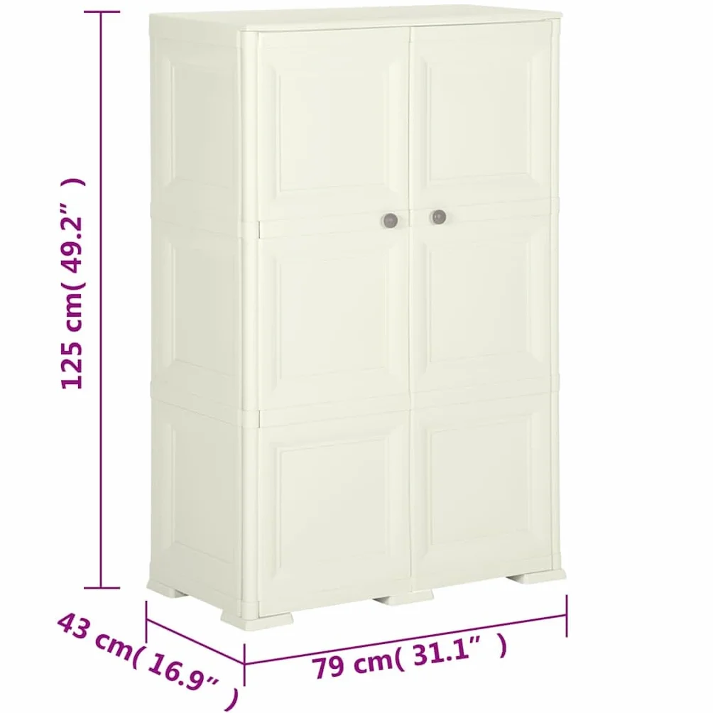 vidaXL Szafka plastikowa, 79x43x125 cm, wygląd drewna, waniliowa, szafka magazynowa, szafka do magazynku, szafeczka, szafki magazynowe